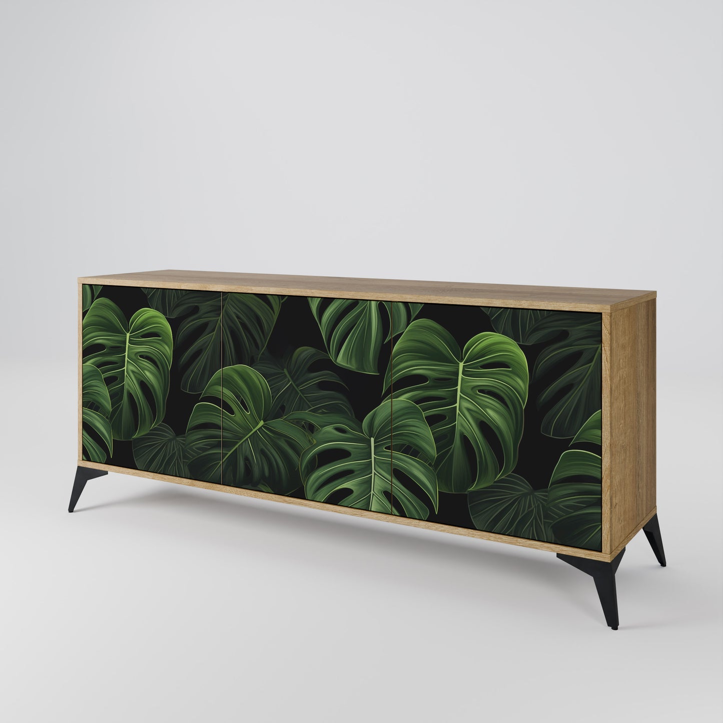 INFINITE MONSTERA 3-dörrars skänk i ekeffekt