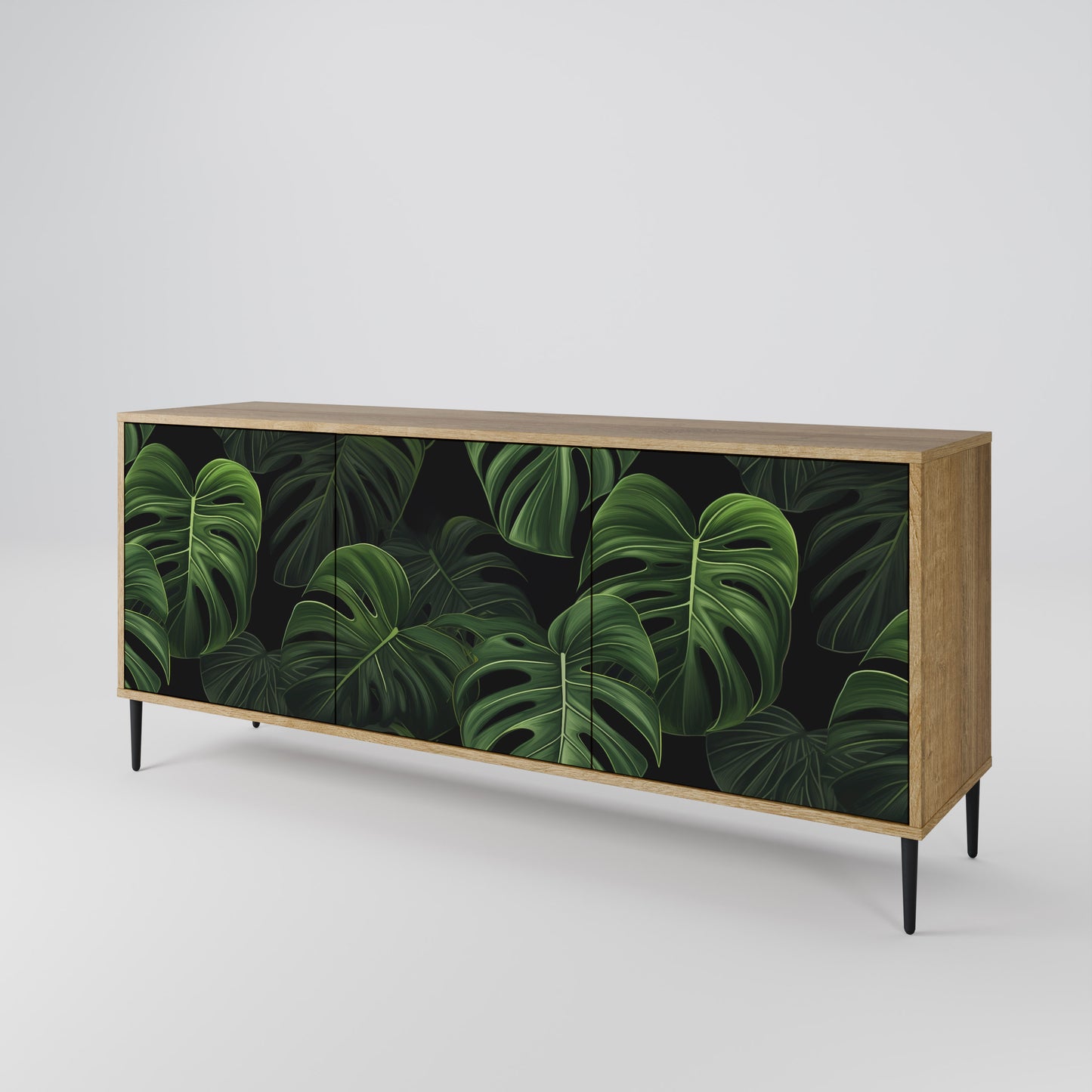 INFINITE MONSTERA 3-dörrars skänk i ekeffekt