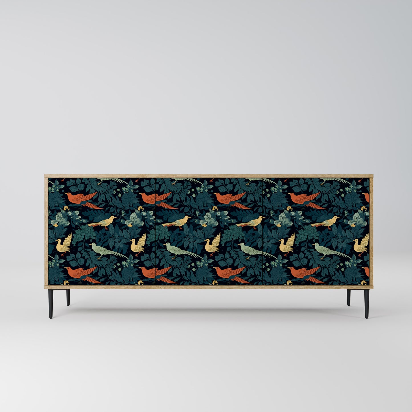 FOWL ORNAMENT 3-dörrars skänk i ekeffekt