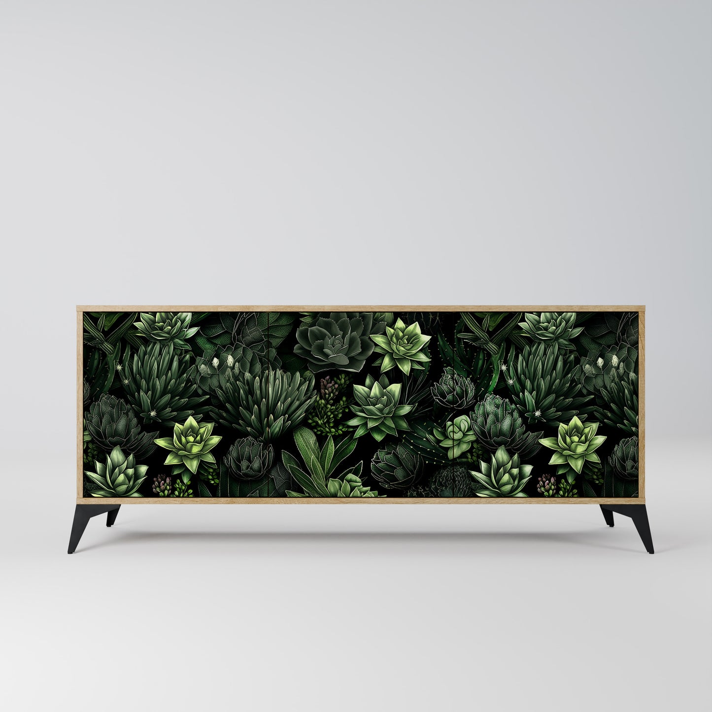 SUCCULENT JUNGLE 3-dörrars skänk i ekeffekt