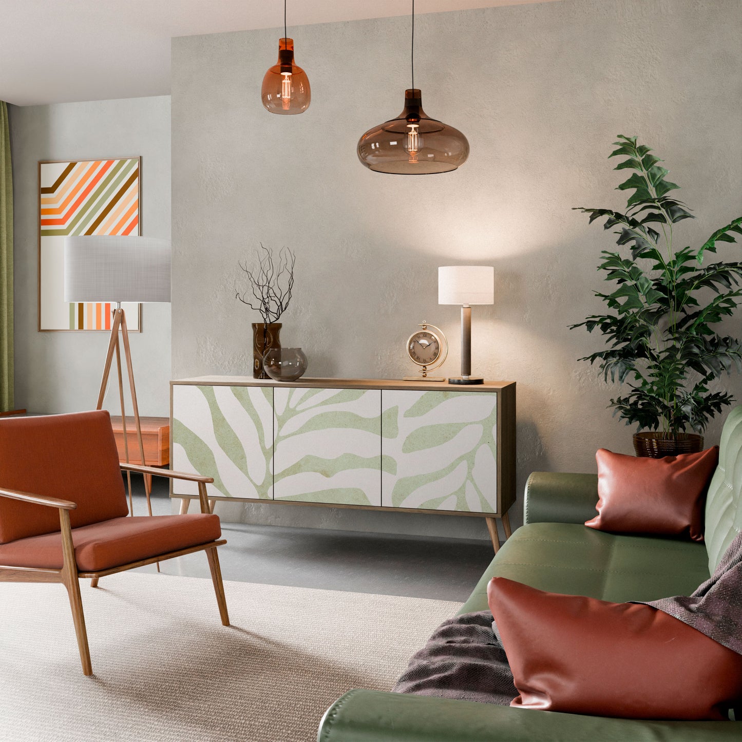 BOTANICAL SPARK 3-dörrars skänk i ekeffekt