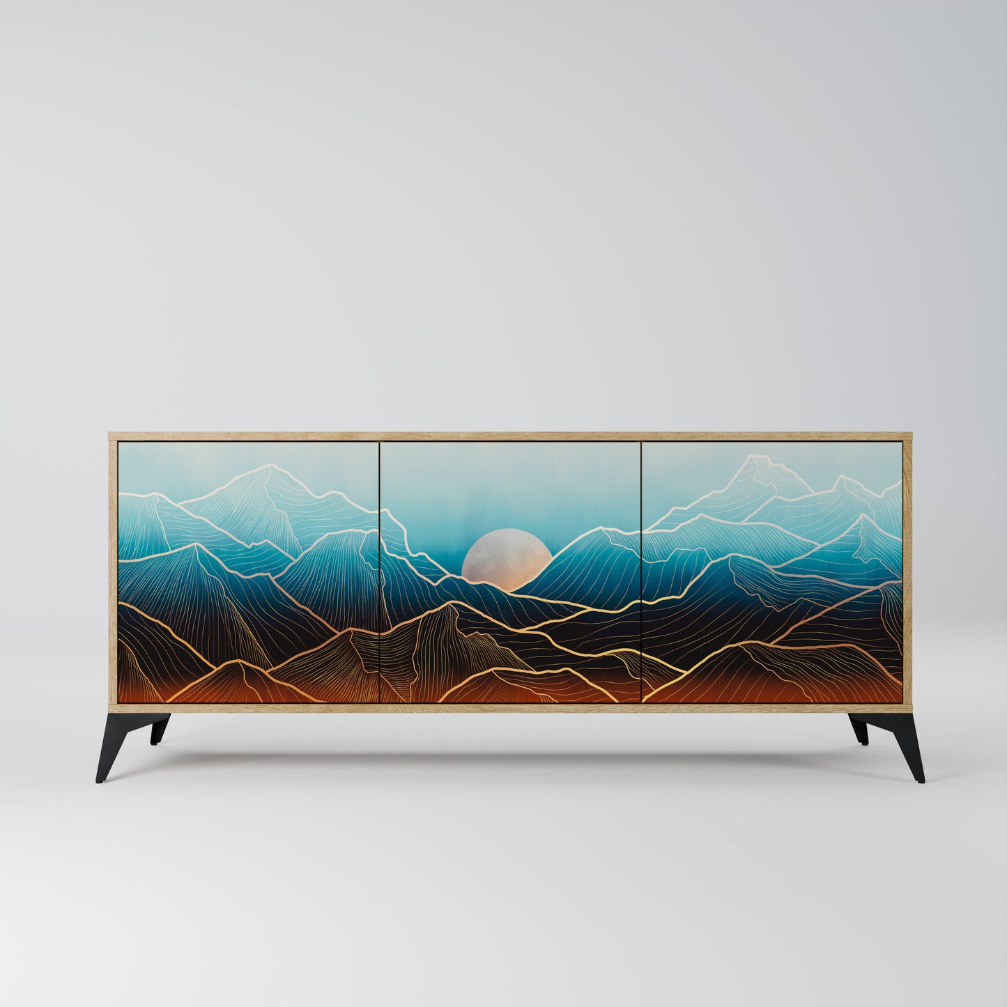 LUNAR SECRETS 3-Door Sideboard in Oak Effect