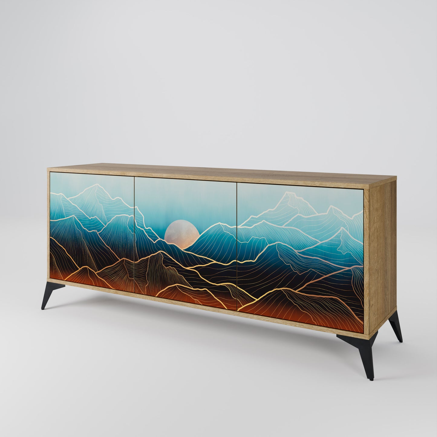 LUNAR SECRETS 3-Door Sideboard in Oak Effect