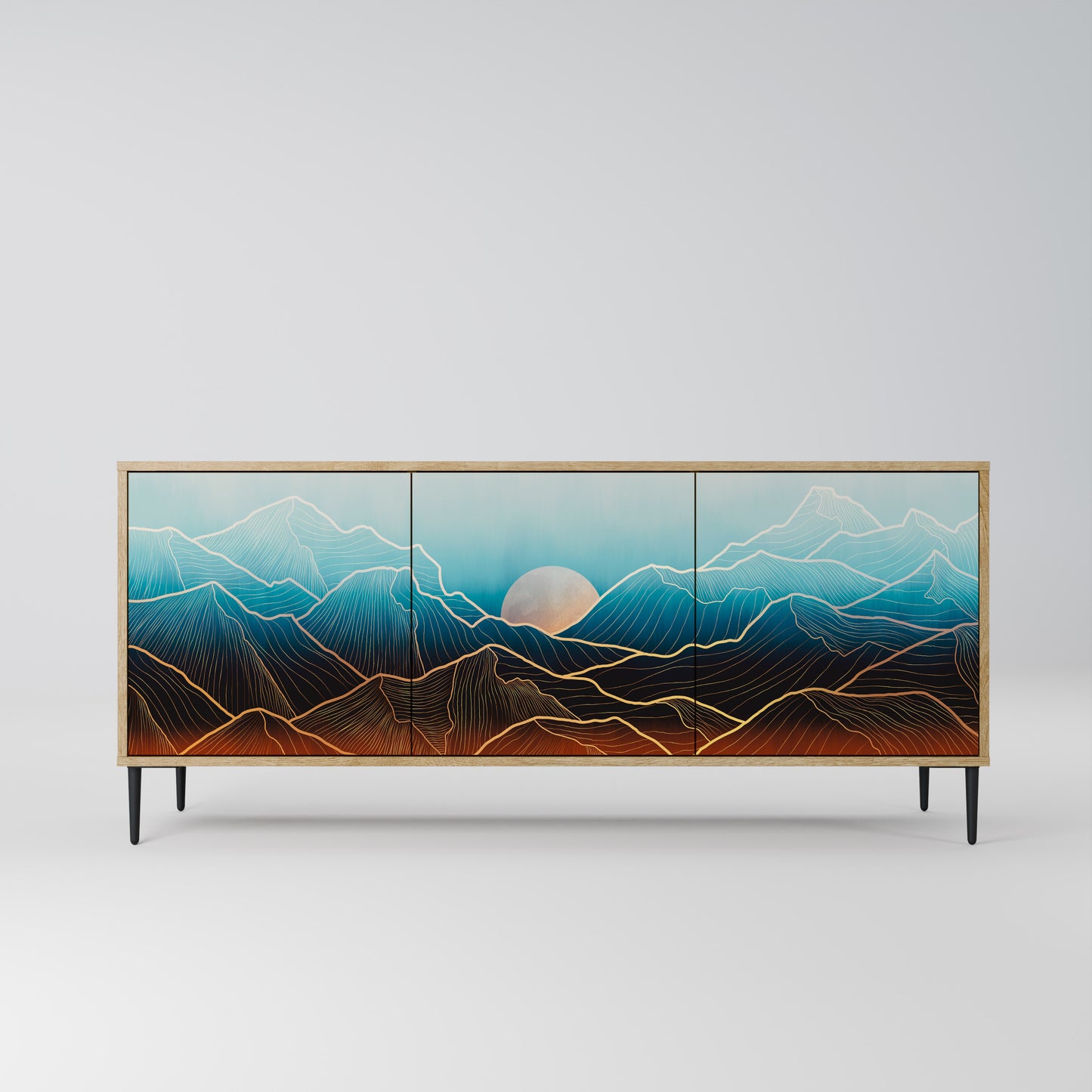 LUNAR SECRETS 3-Door Sideboard in Oak Effect