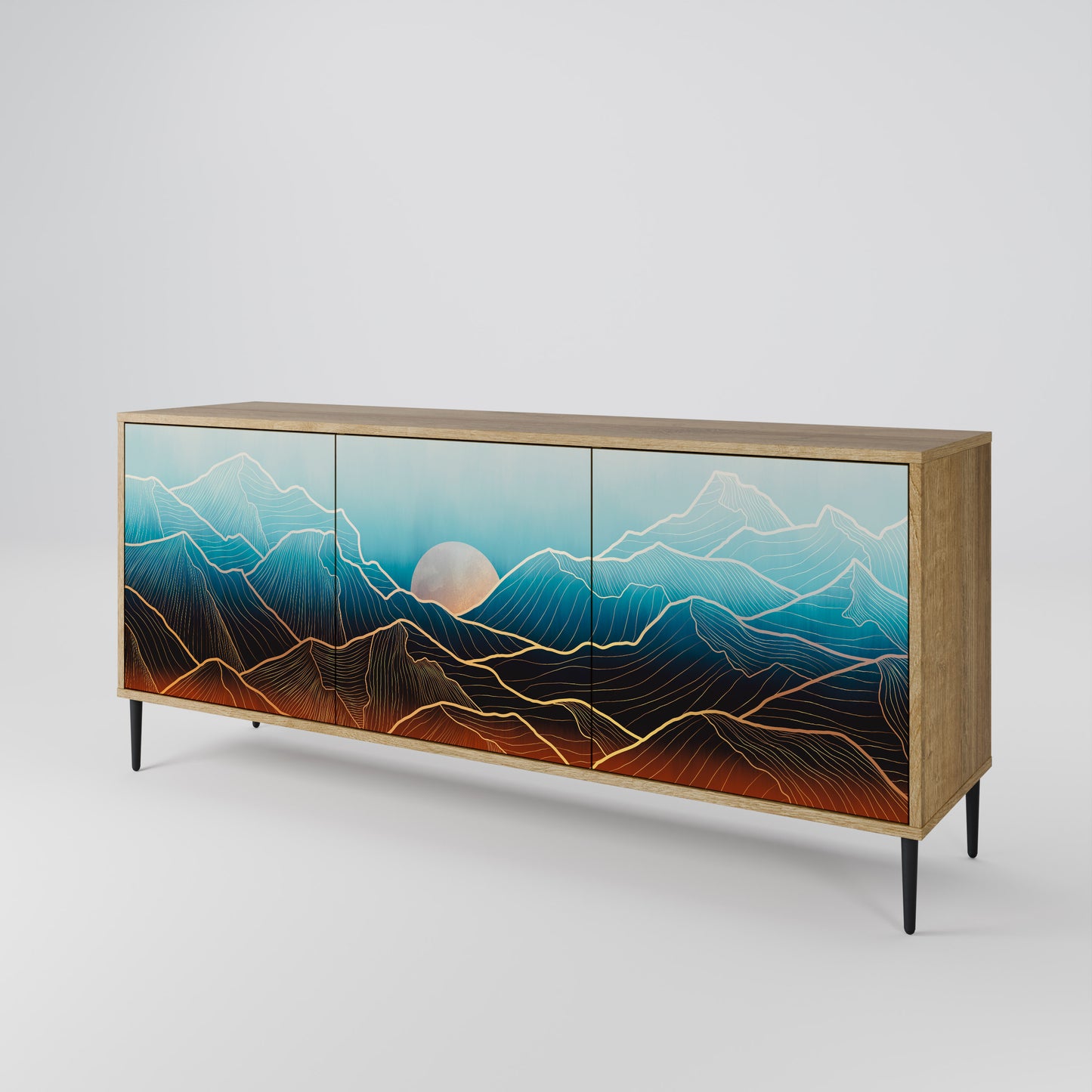 LUNAR SECRETS 3-Door Sideboard in Oak Effect