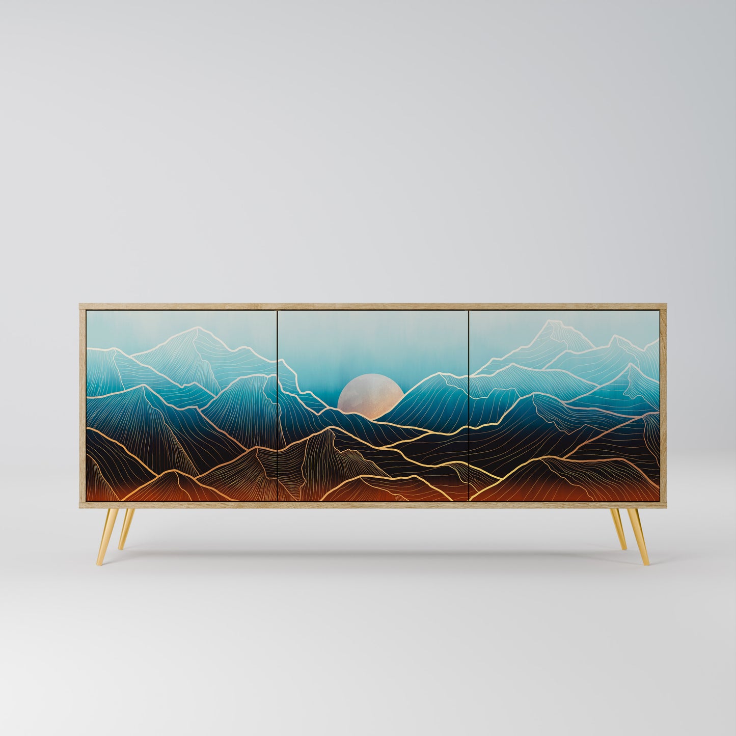 LUNAR SECRETS 3-Door Sideboard in Oak Effect