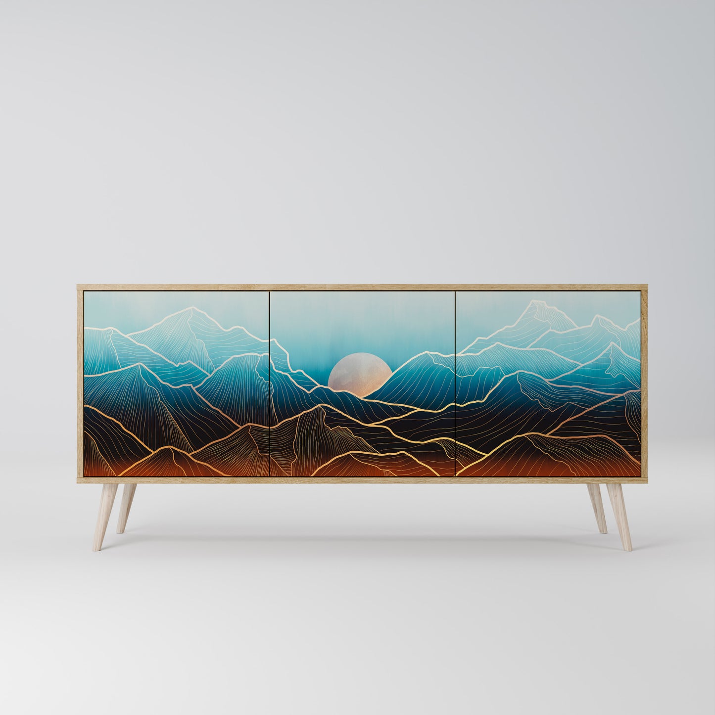 LUNAR SECRETS 3-Door Sideboard in Oak Effect