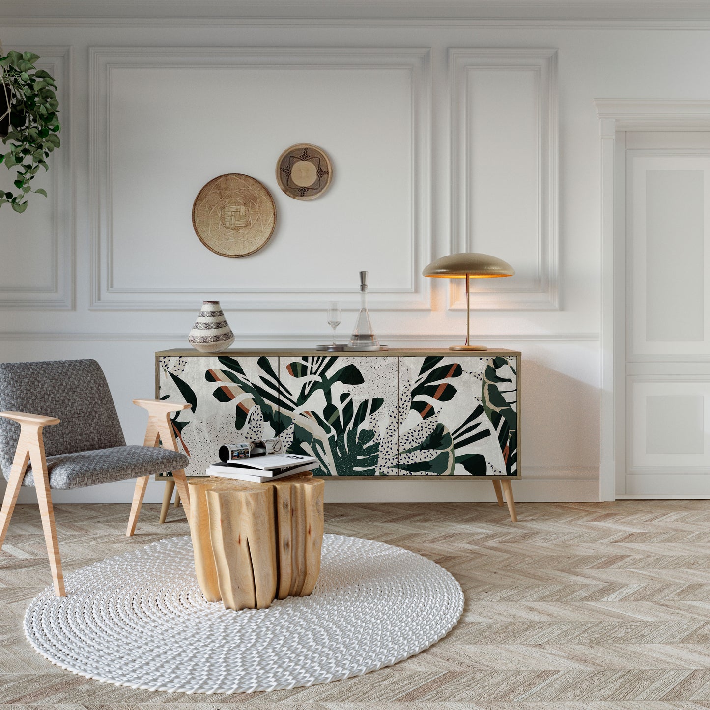 VERDURE FORMATION 3-Door Sideboard in Oak Effect