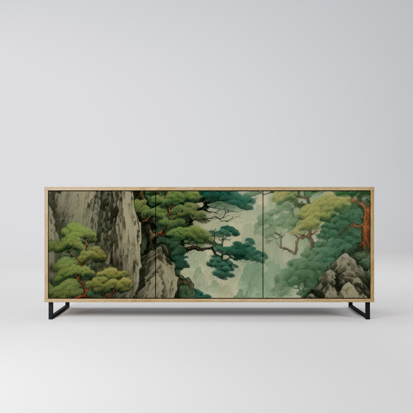 VERDURE ABYSS 3-Door Sideboard in Oak Effect