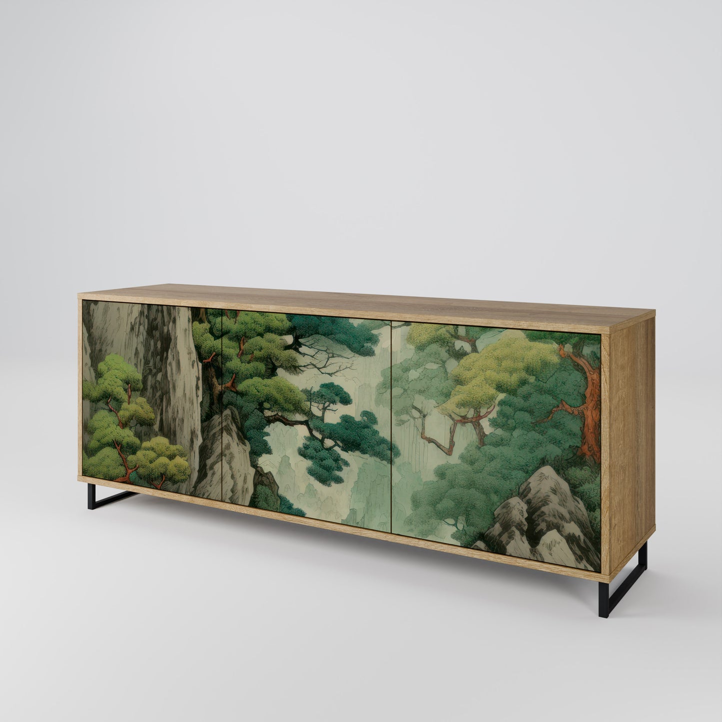 VERDURE ABYSS 3-Door Sideboard in Oak Effect