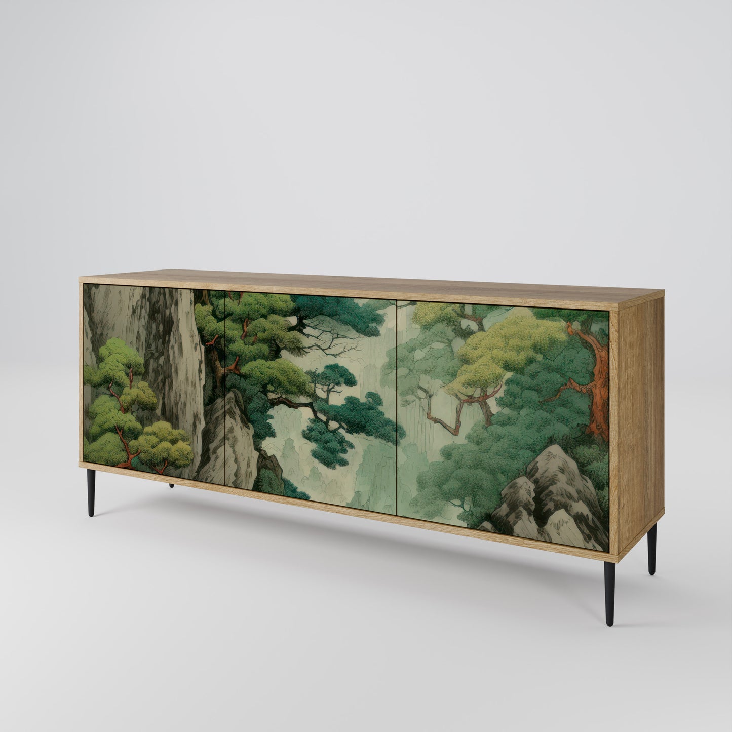 VERDURE ABYSS 3-Door Sideboard in Oak Effect