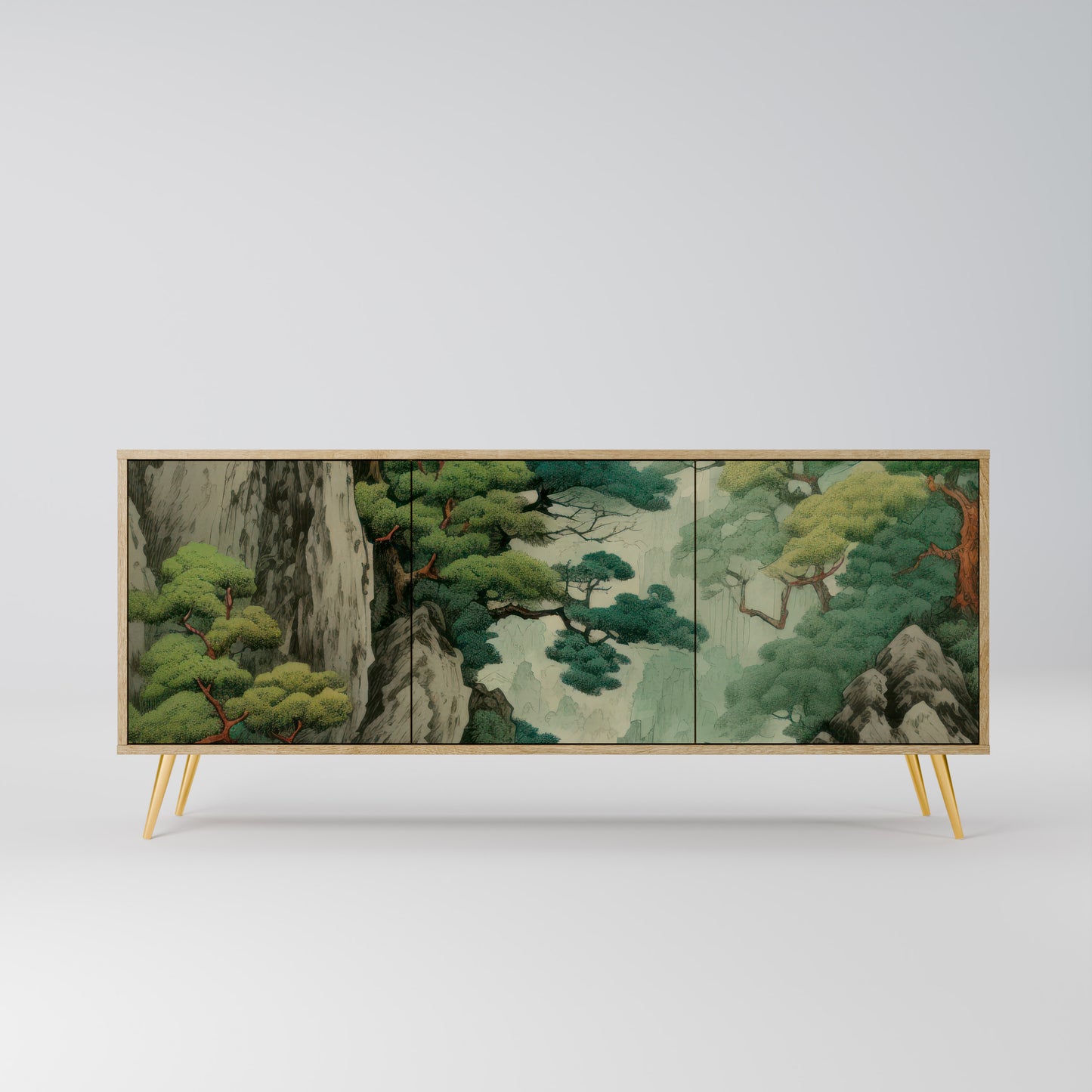 VERDURE ABYSS 3-Door Sideboard in Oak Effect