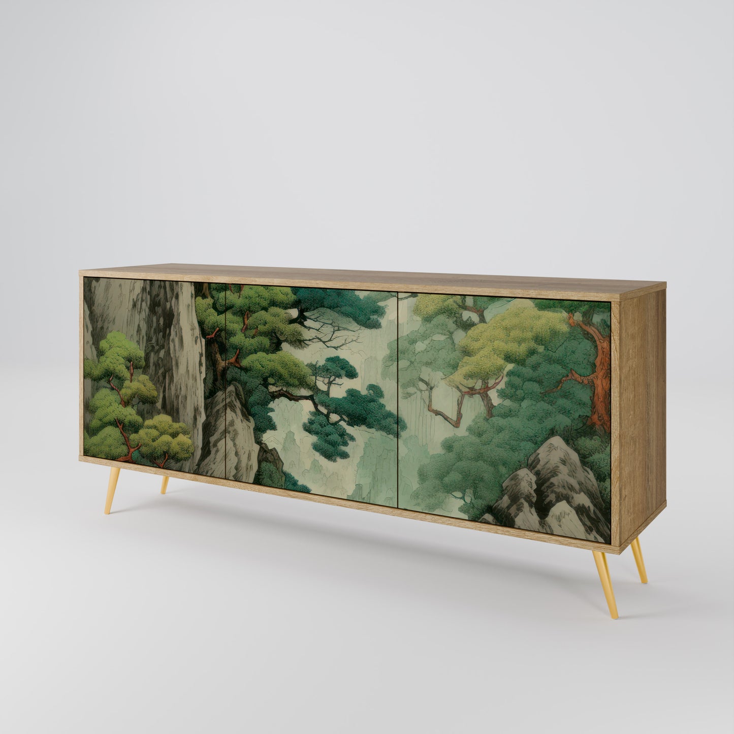 VERDURE ABYSS 3-Door Sideboard in Oak Effect