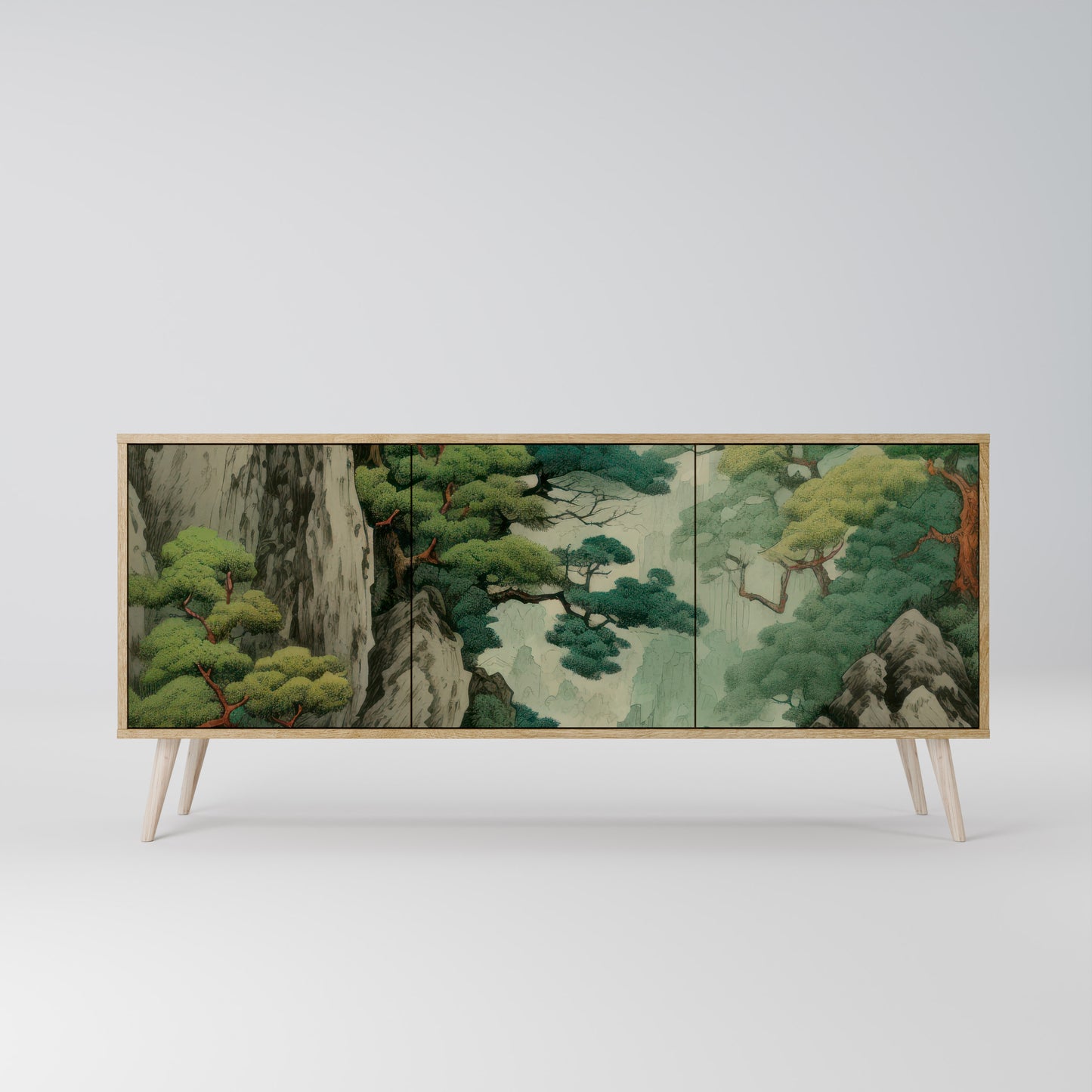 VERDURE ABYSS 3-Door Sideboard in Oak Effect