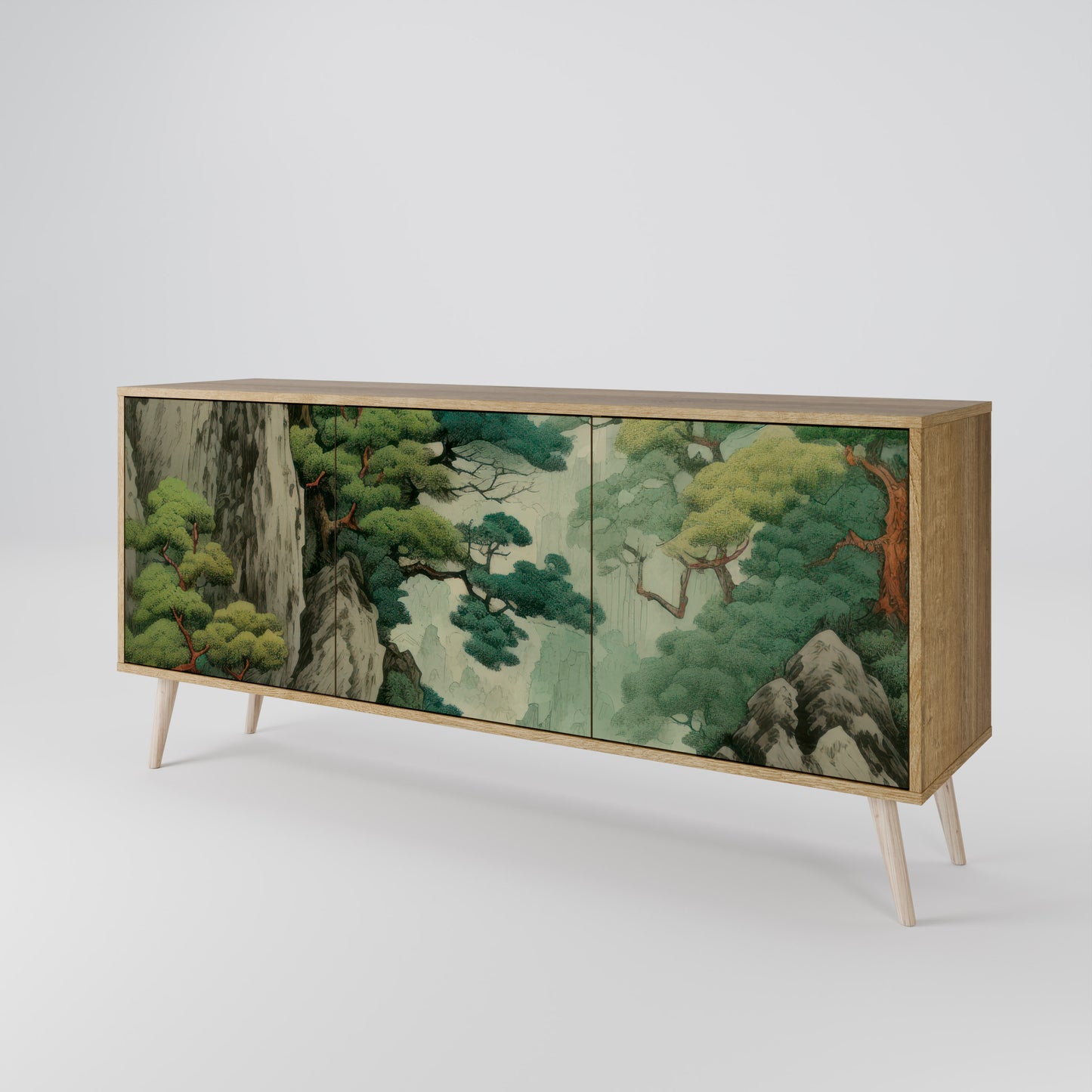 VERDURE ABYSS 3-Door Sideboard in Oak Effect