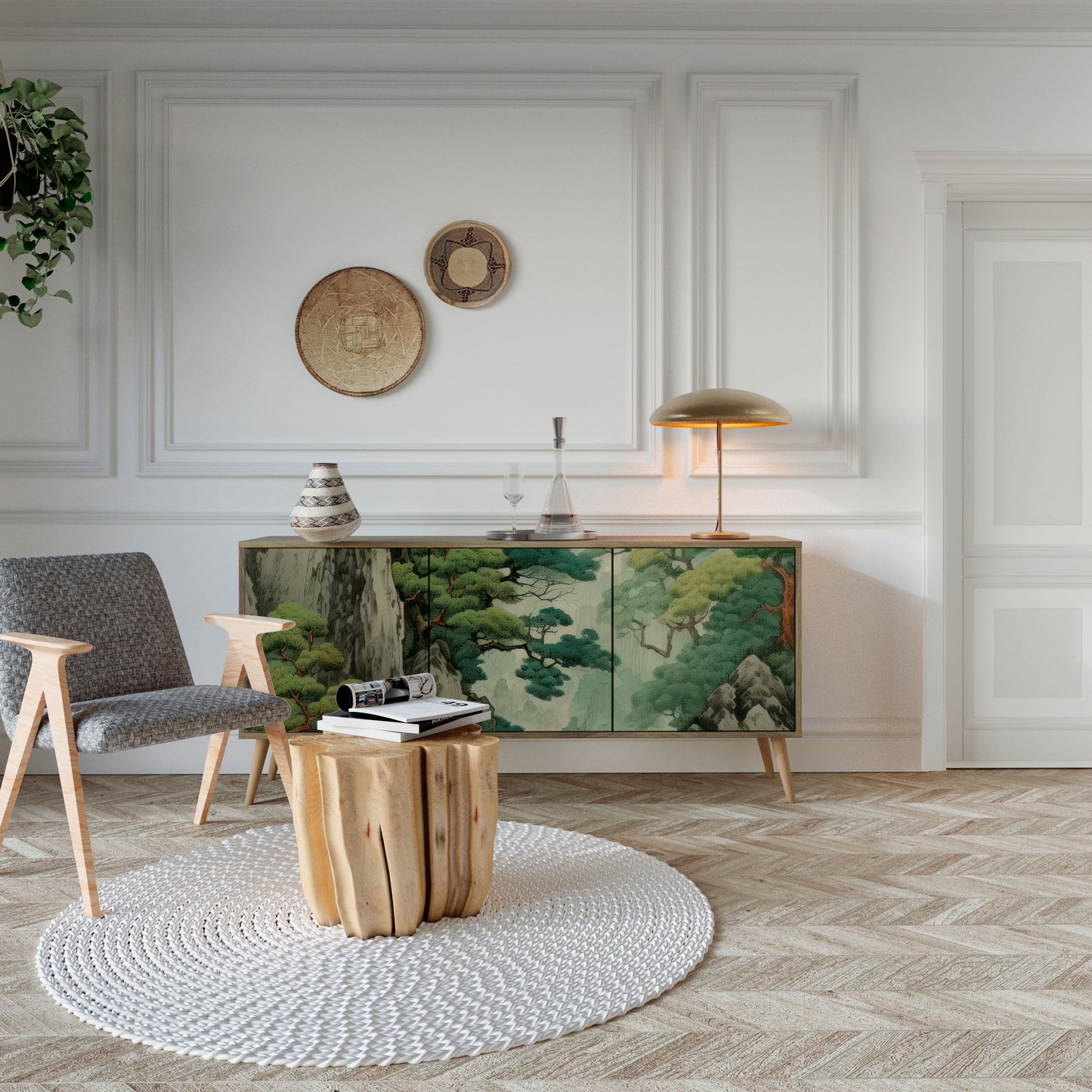 VERDURE ABYSS 3-Door Sideboard in Oak Effect