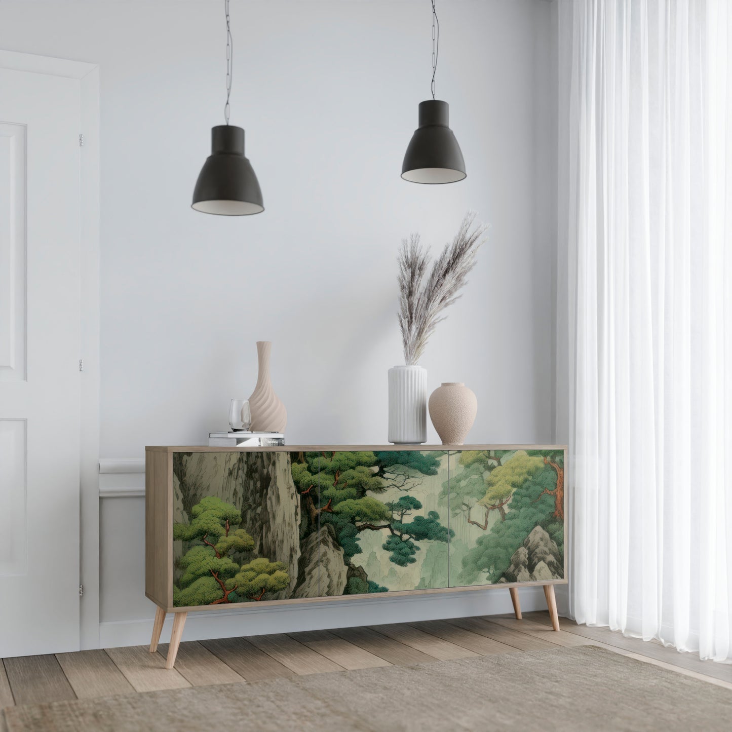 VERDURE ABYSS 3-Door Sideboard in Oak Effect