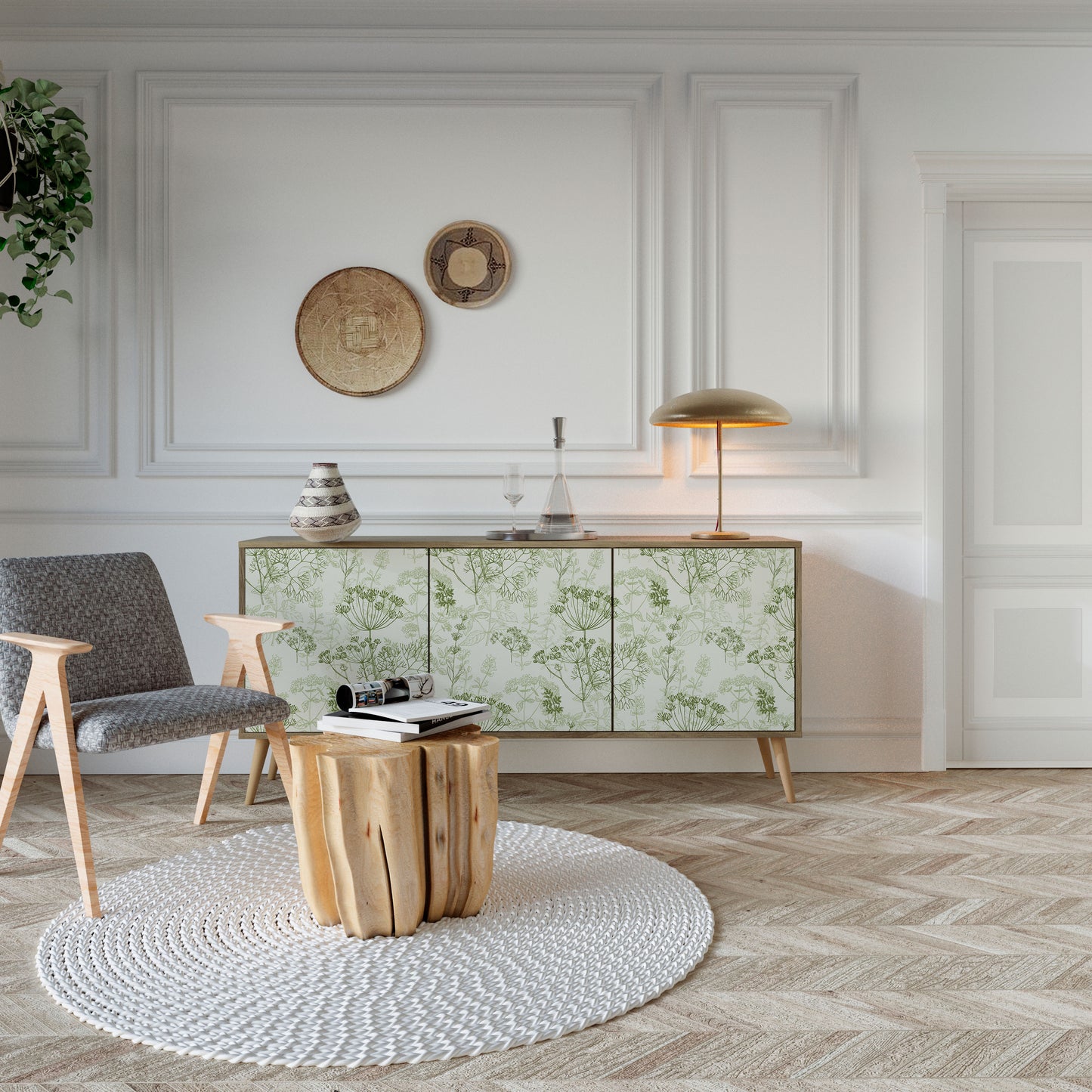 FENNEL BALDACHIN 3-dörrars skänk i ekeffekt