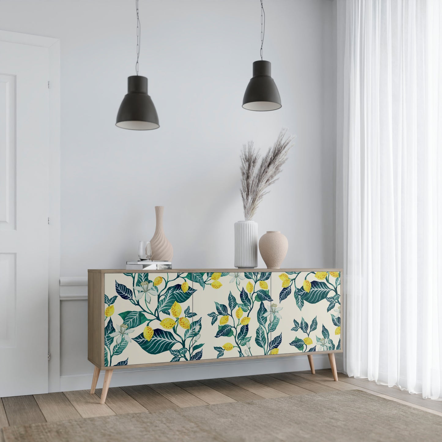 LEMON TREE 3-dörrars skänk i ekeffekt