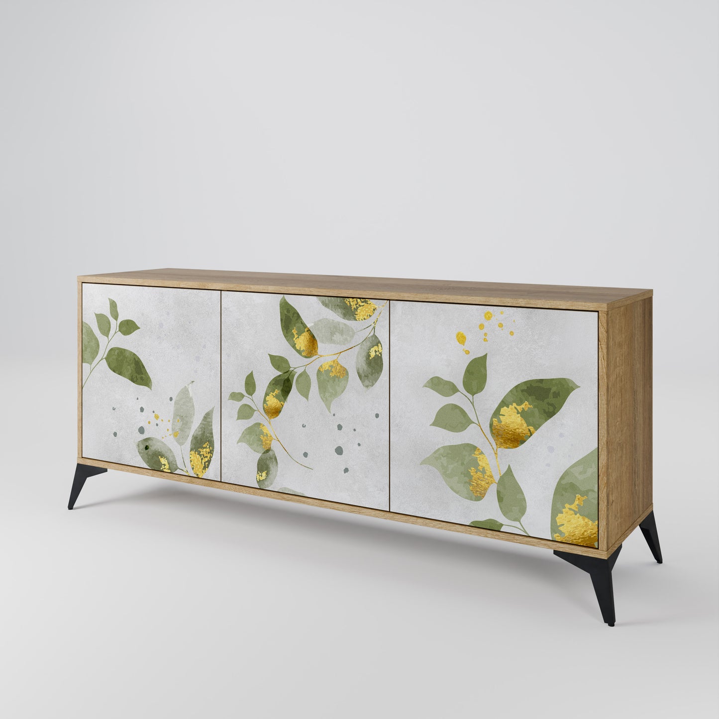 ELEGANT BOTANICS 3-dörrars skänk i ekeffekt