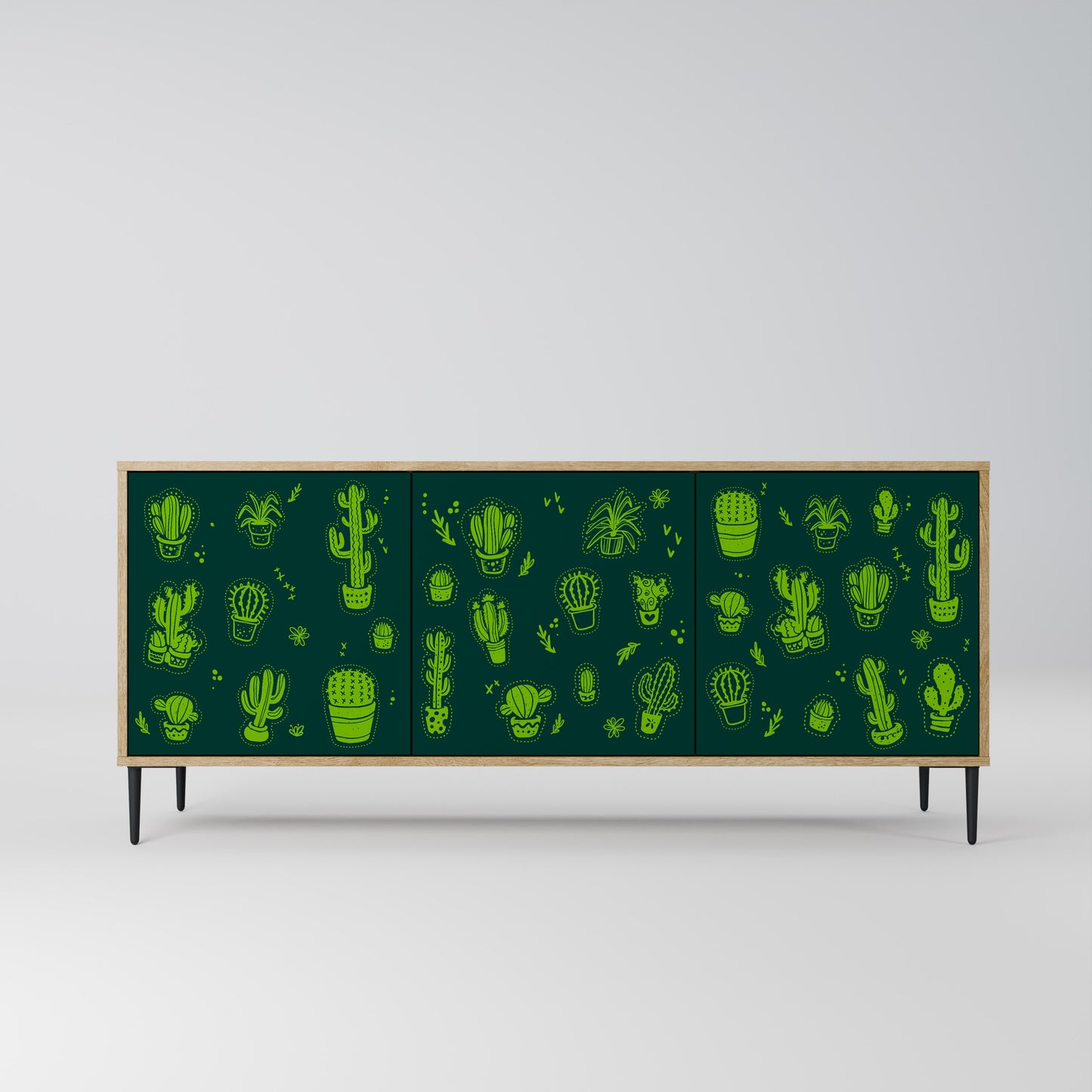 DESERT GREEN 3-Dörrars skänk i ekeffekt