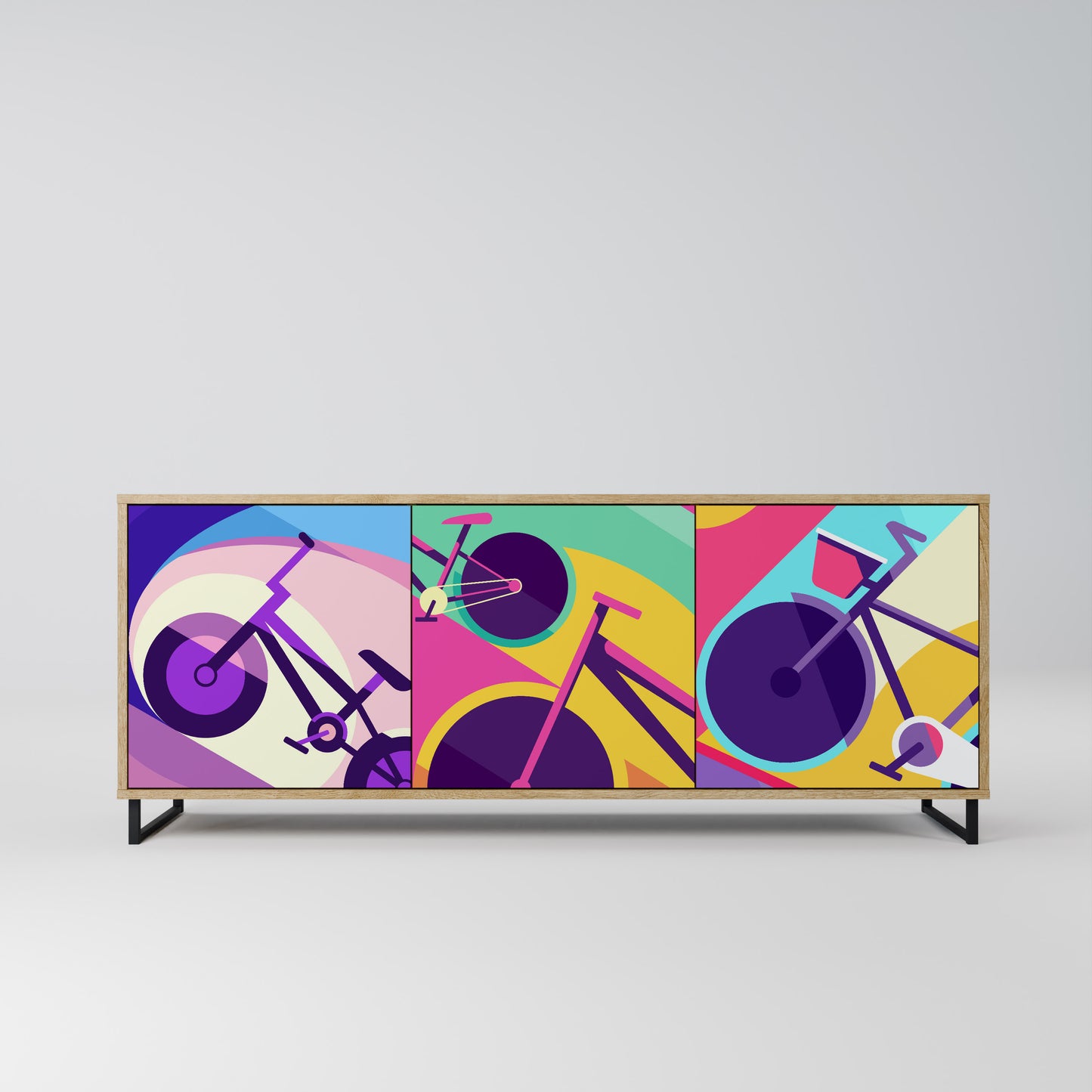 BIKE DREAMS 3-Door Sideboard in Oak Effect