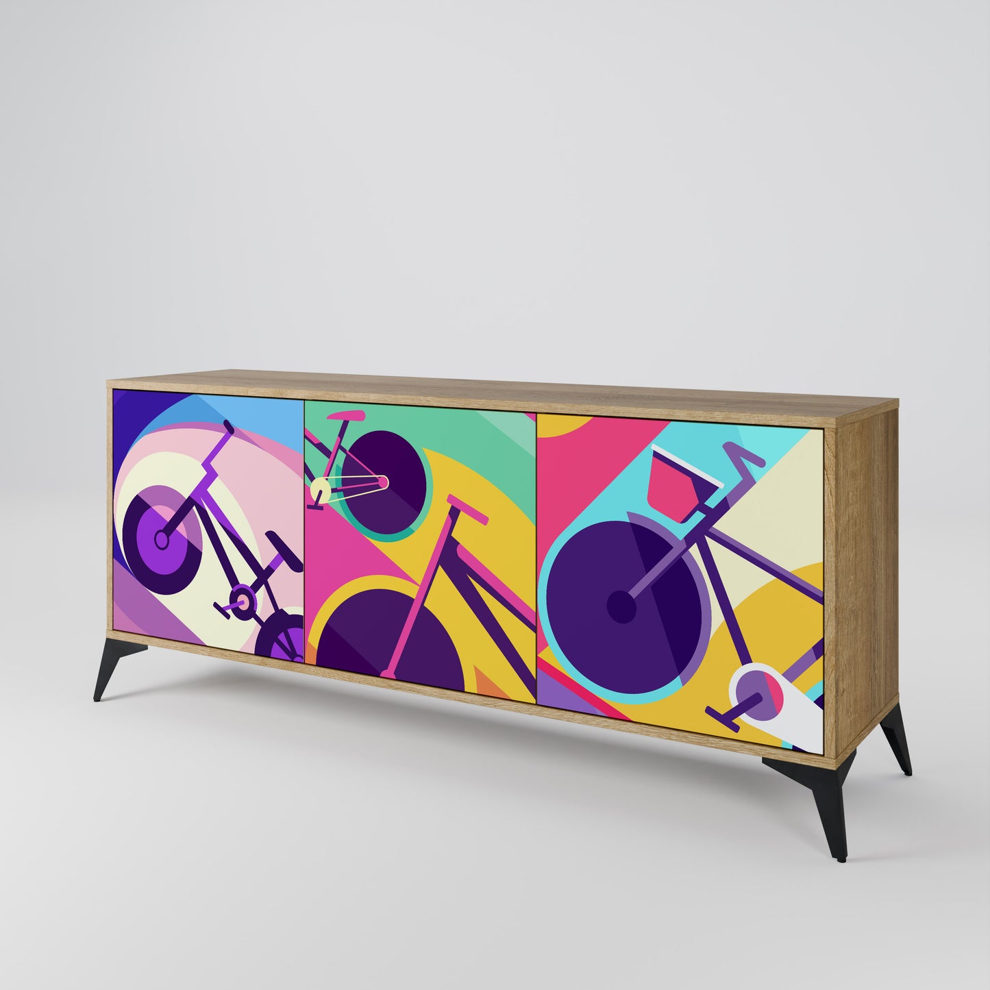 BIKE DREAMS 3-Door Sideboard in Oak Effect