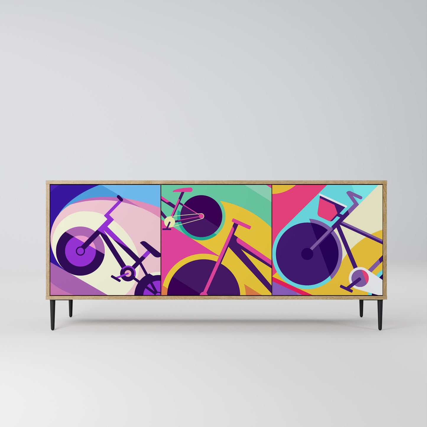 BIKE DREAMS 3-Door Sideboard in Oak Effect