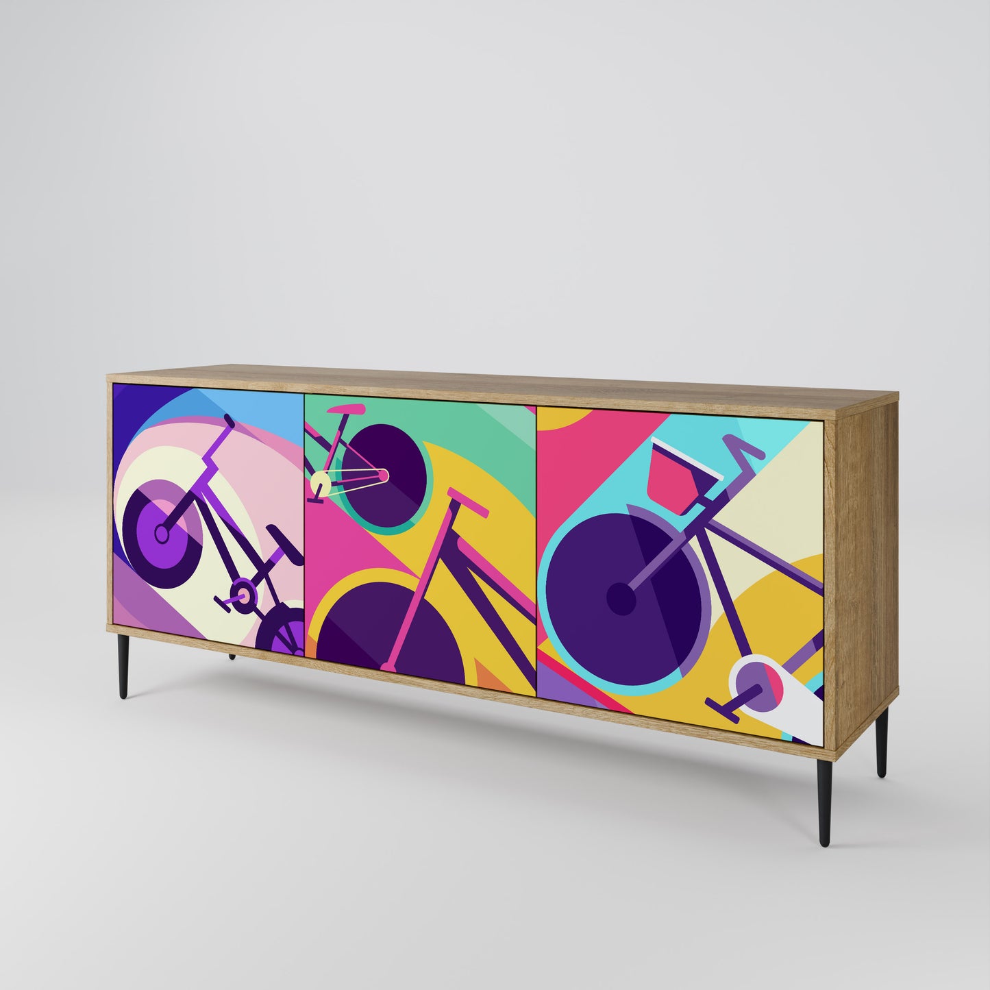 BIKE DREAMS 3-Door Sideboard in Oak Effect