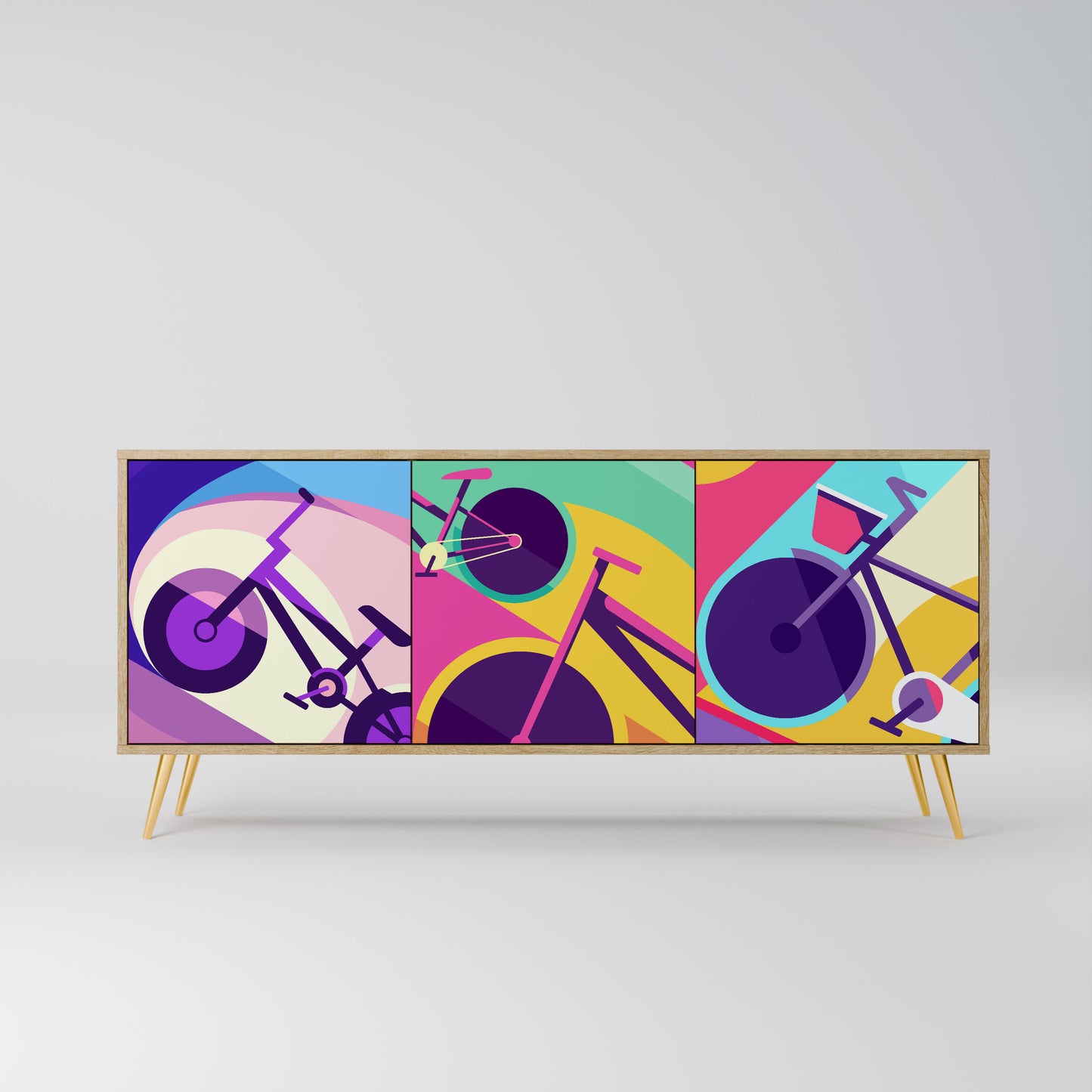 BIKE DREAMS 3-Door Sideboard in Oak Effect