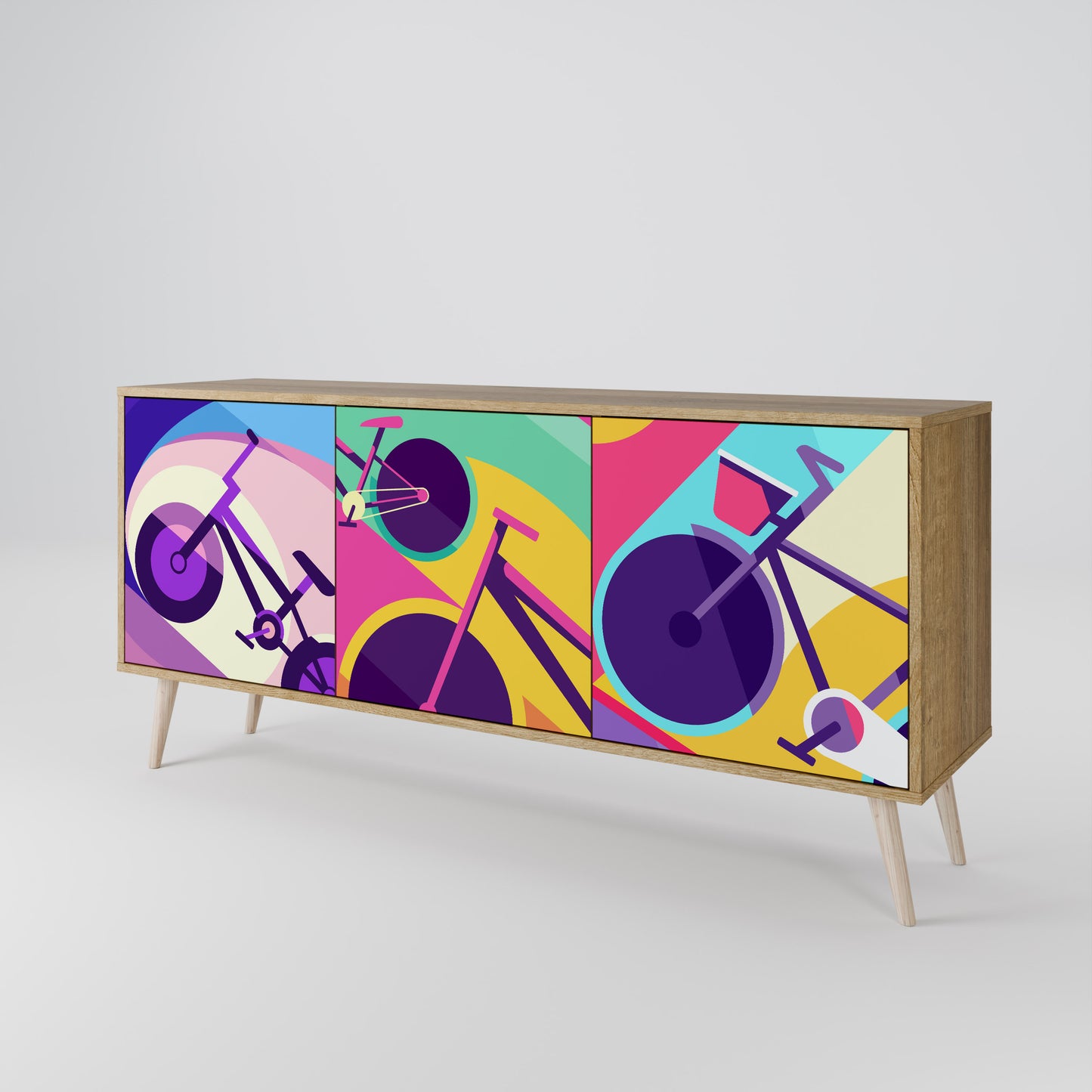 BIKE DREAMS 3-Door Sideboard in Oak Effect