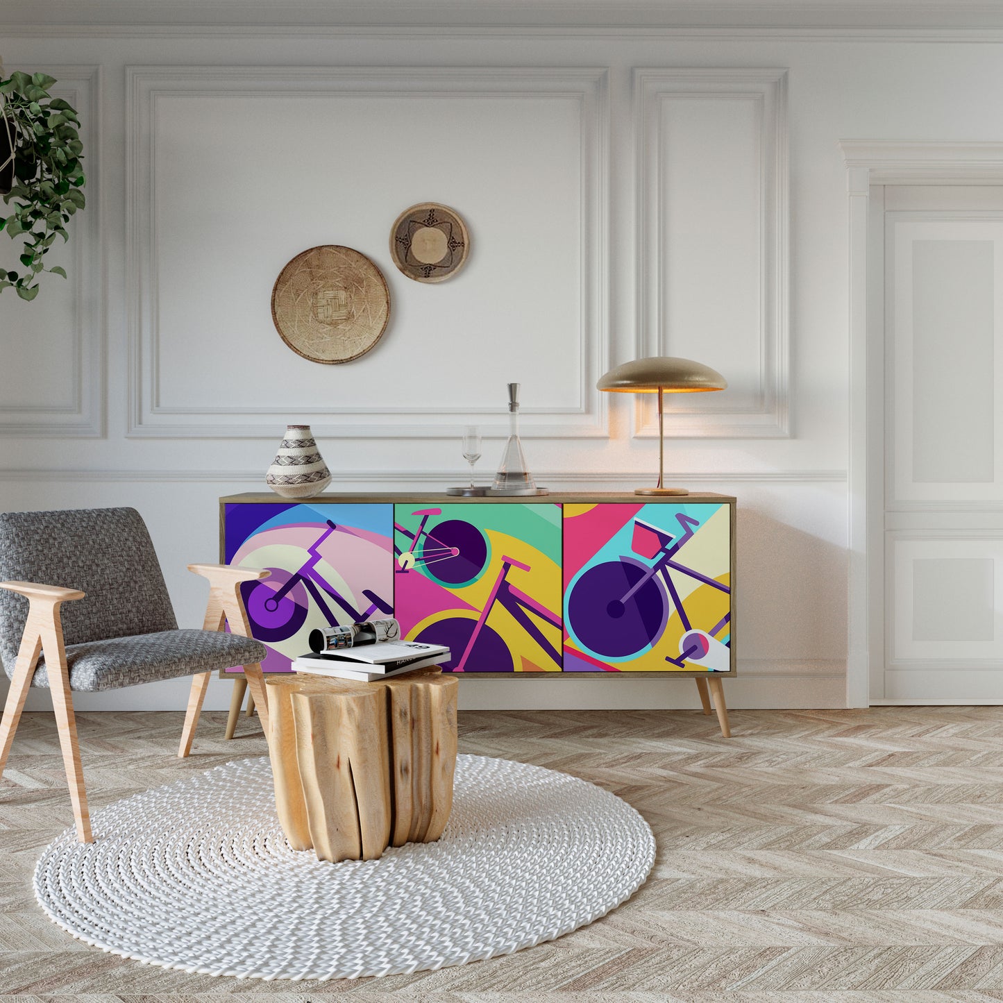 BIKE DREAMS 3-Door Sideboard in Oak Effect