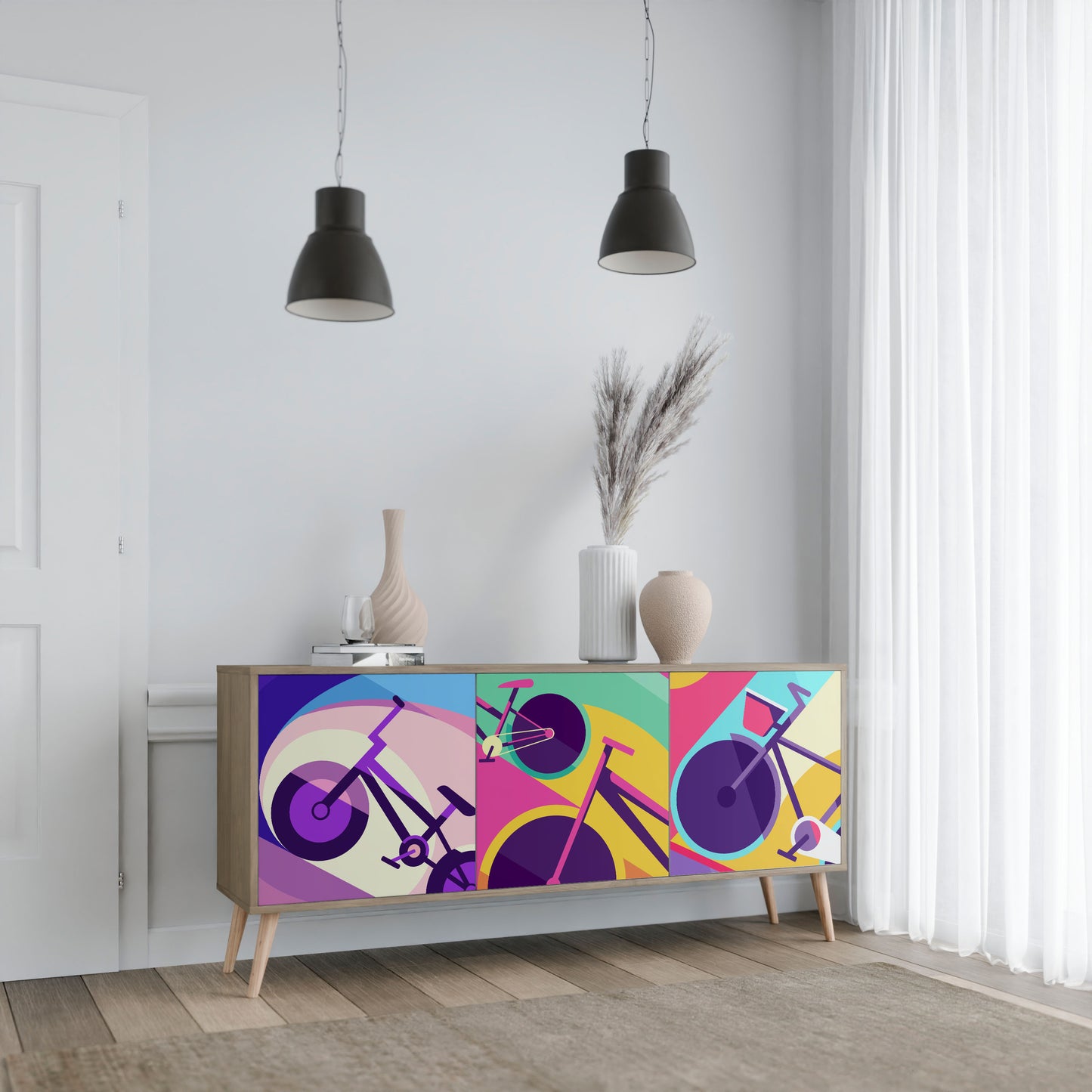 BIKE DREAMS 3-Door Sideboard in Oak Effect
