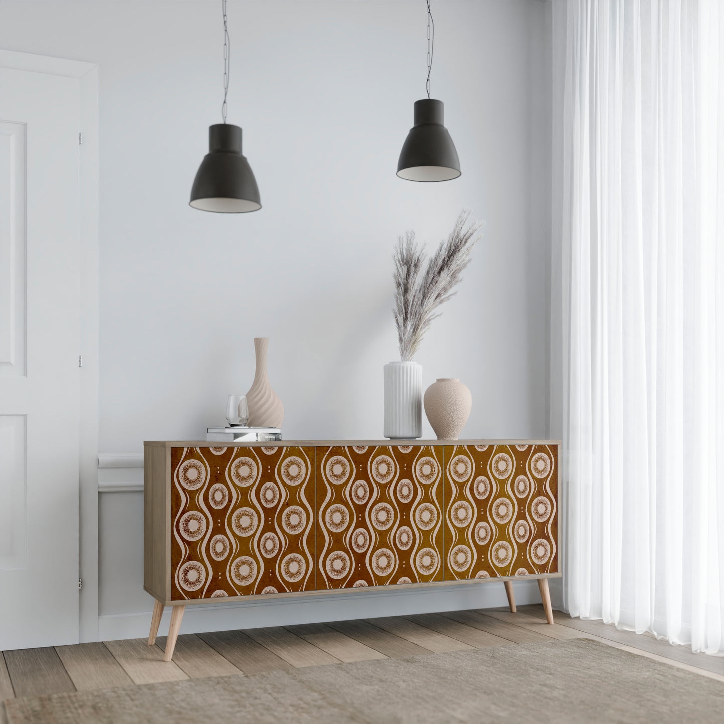 BROWN EYES 3-Door Sideboard in Oak Effect