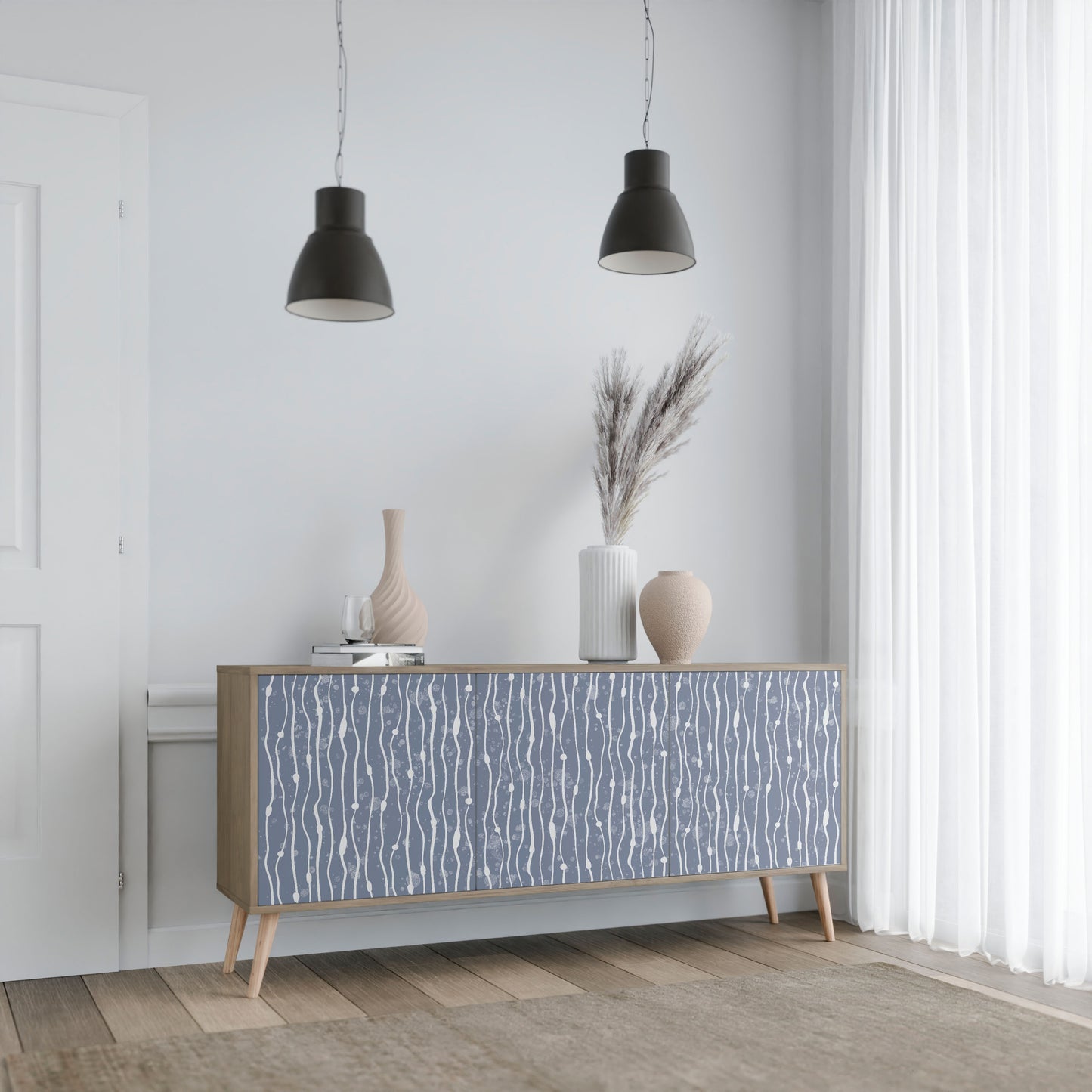 GRAPHITE RAIN 3-dörrars skänk i ekeffekt