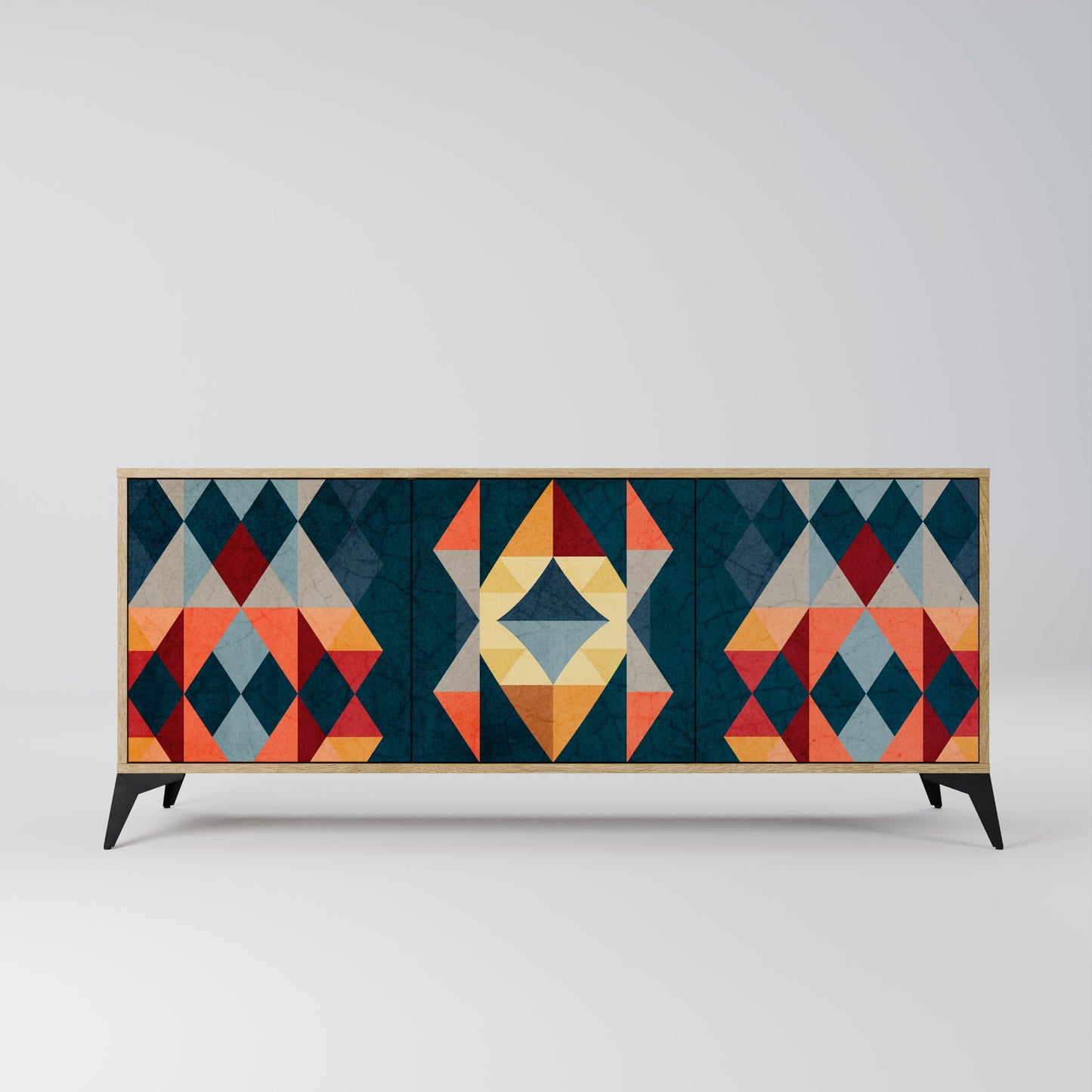 CRACKED ILLUSION 3-Door Sideboard in Oak Effect