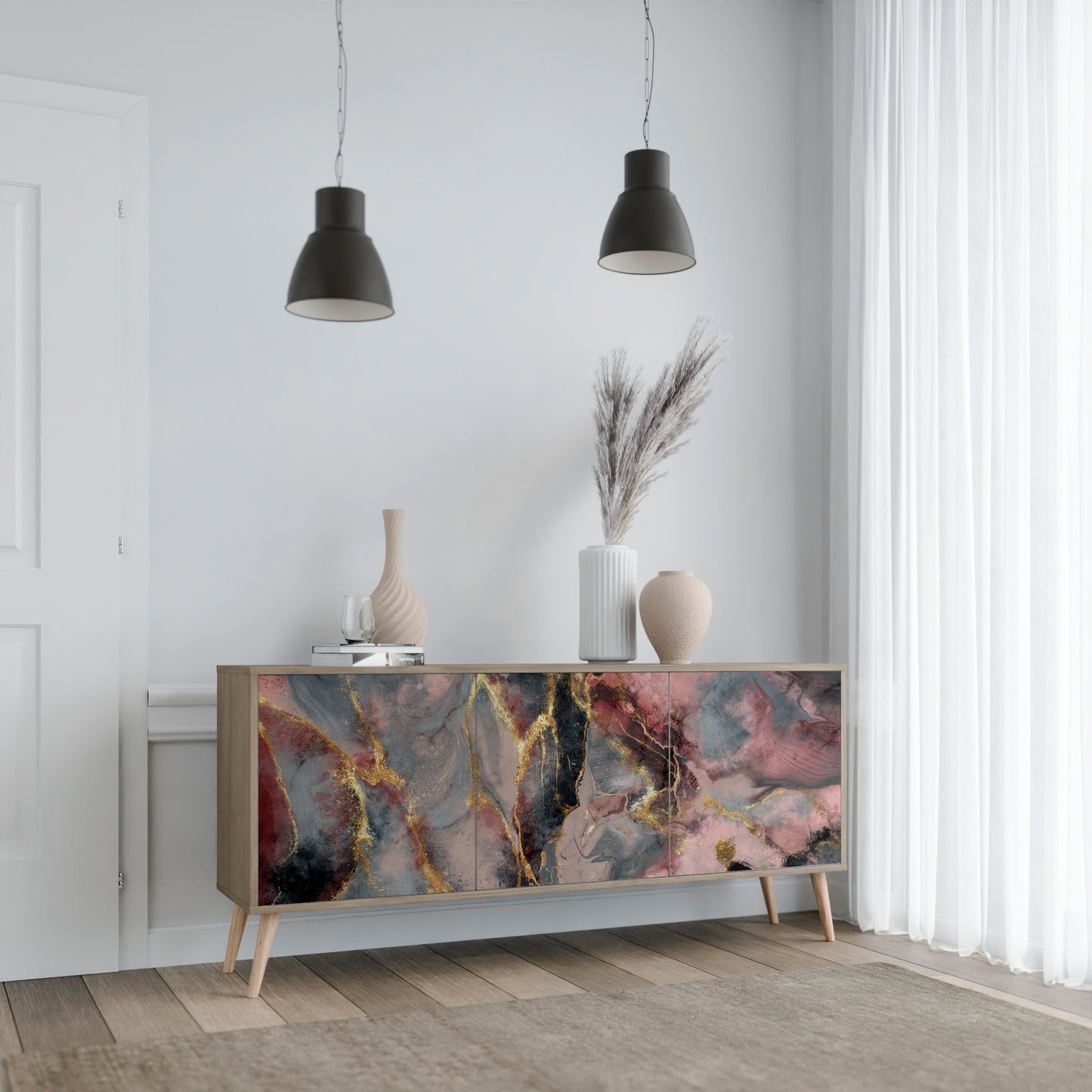 GOLDEN TIDES 3-Door Sideboard in Oak Effect