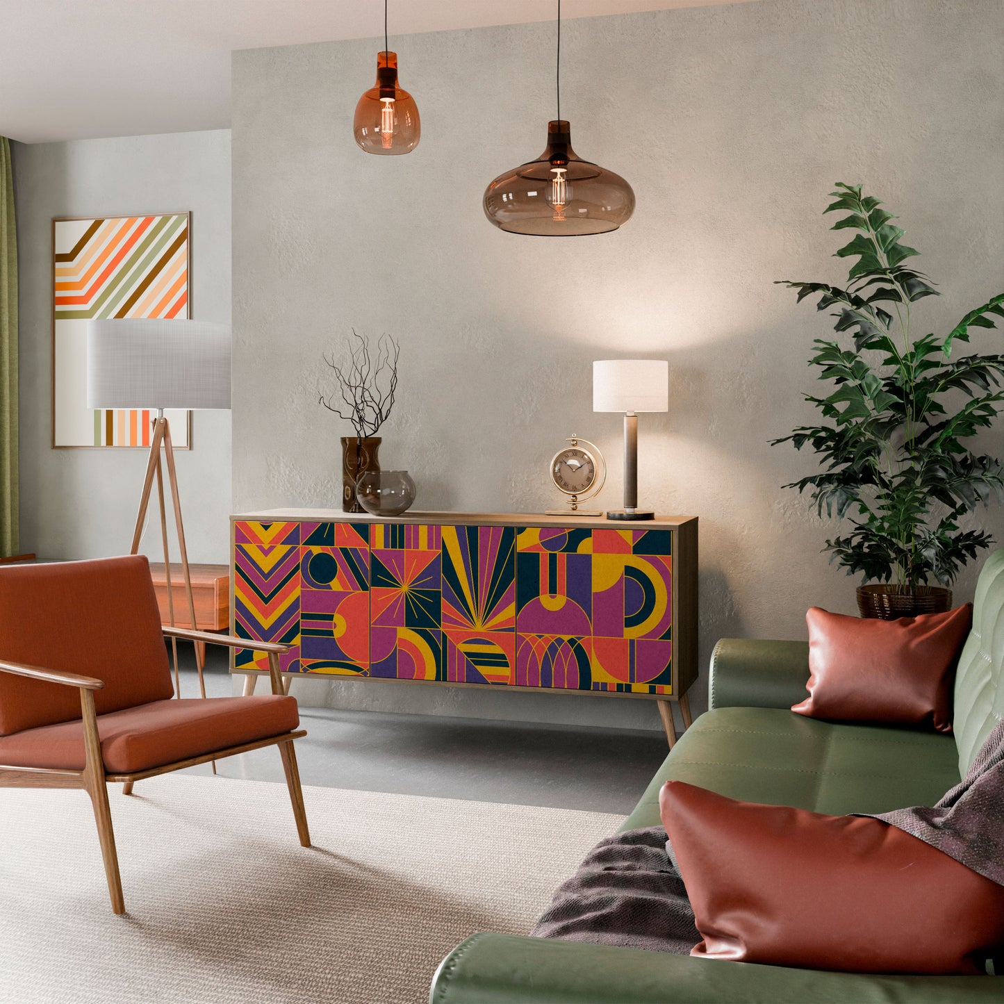 ELECTRIC PATTERNS 3-Door Sideboard in Oak Effect