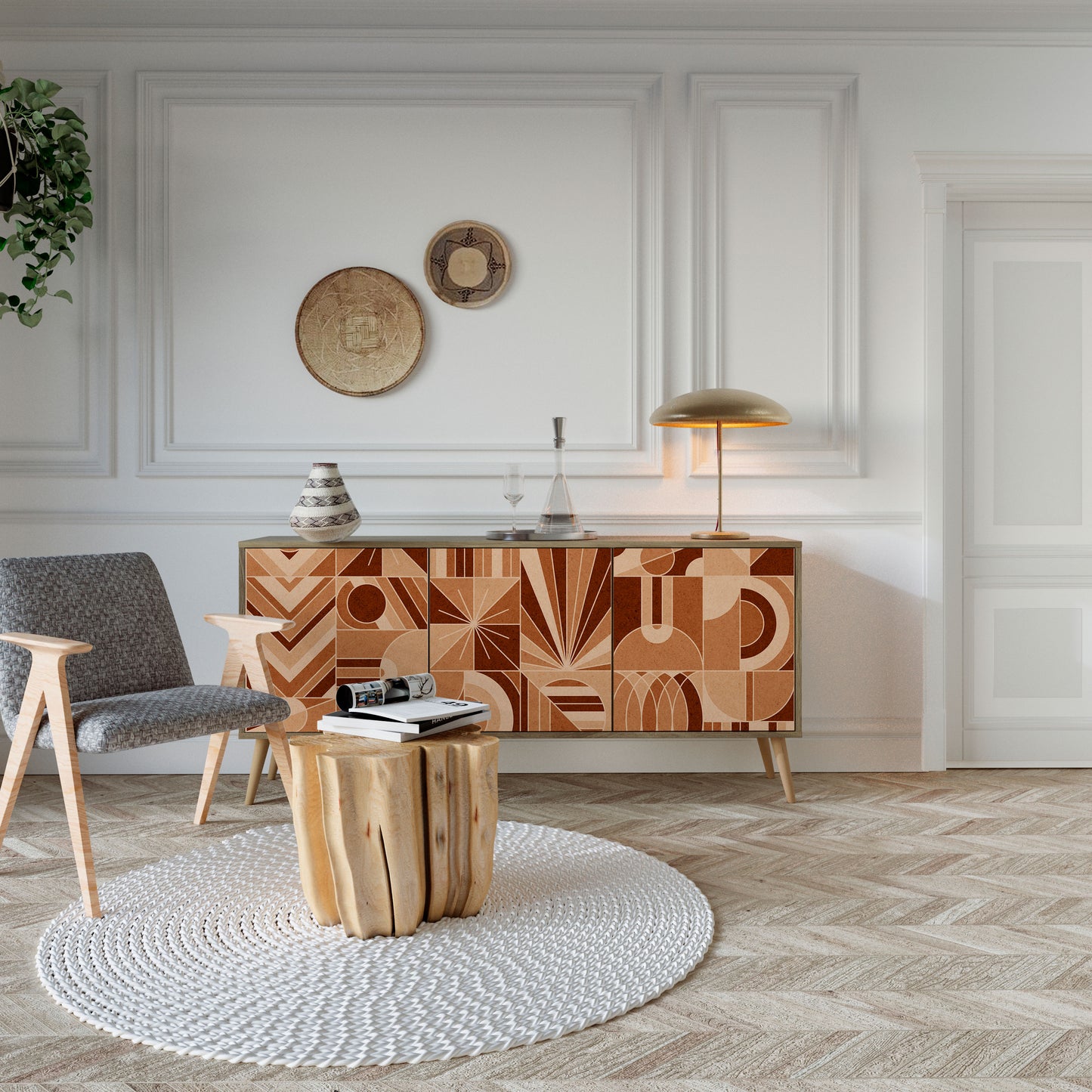 PRISM MOSAIC 3-Door Sideboard in Oak Effect