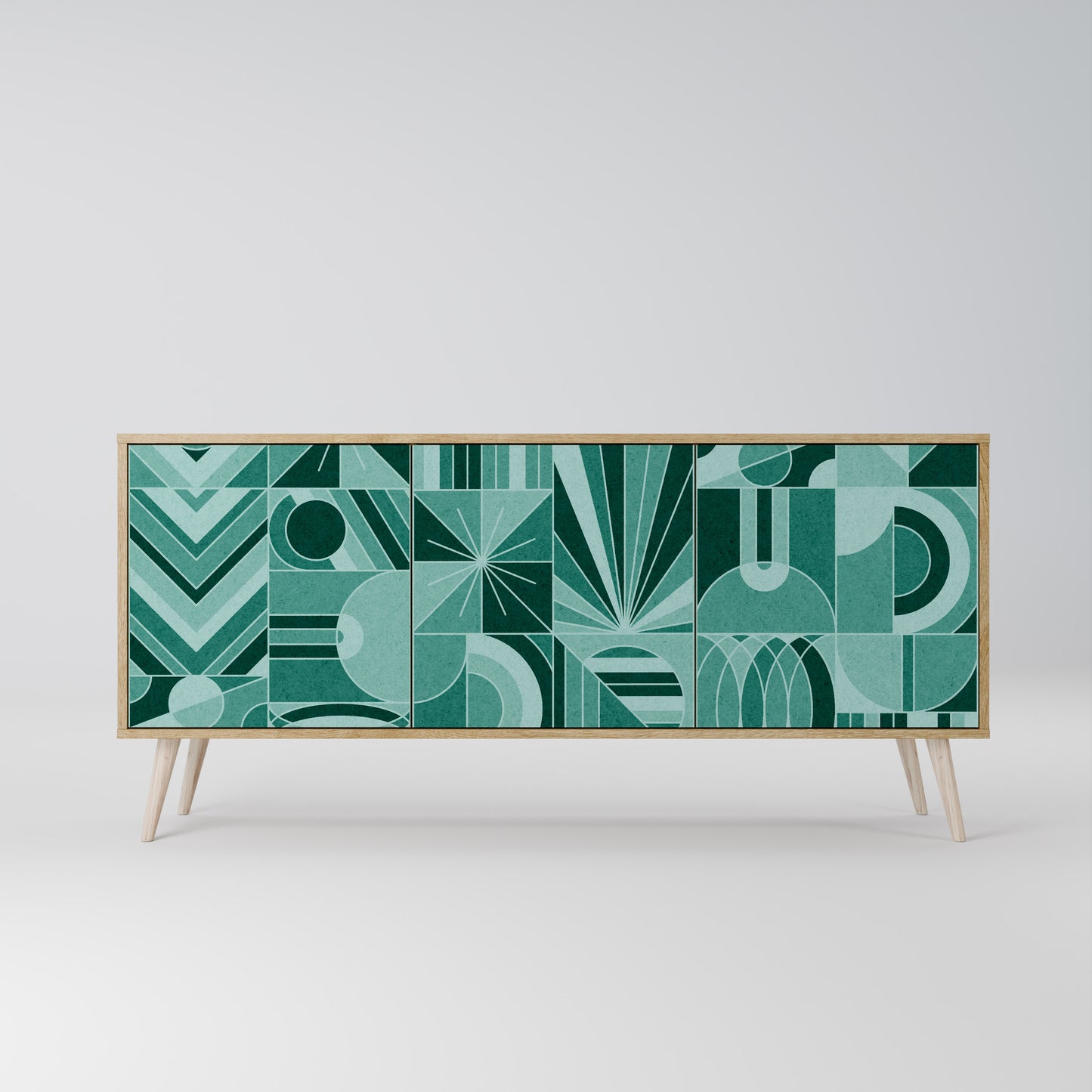 HARMONIC GRID 3-Door Sideboard in Oak Effect