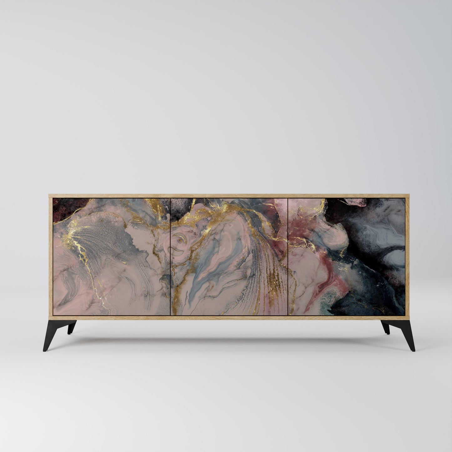 GILDED SWIRLS 3-Door Sideboard in Oak Effect