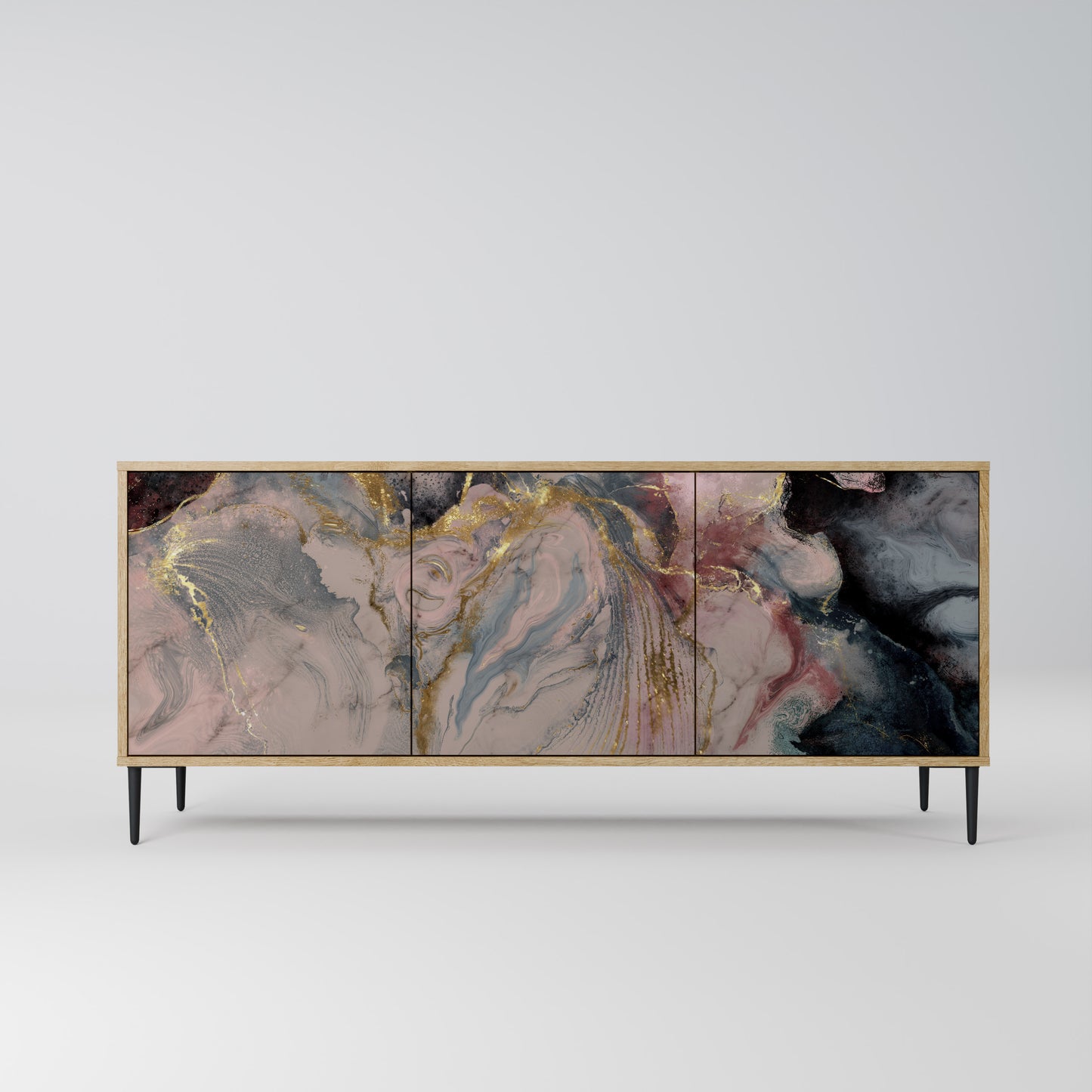 GILDED SWIRLS 3-Door Sideboard in Oak Effect