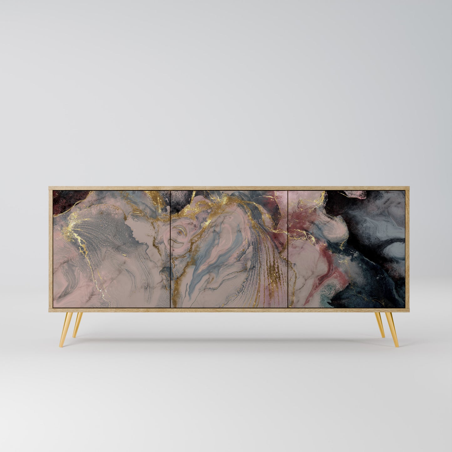 GILDED SWIRLS 3-Door Sideboard in Oak Effect