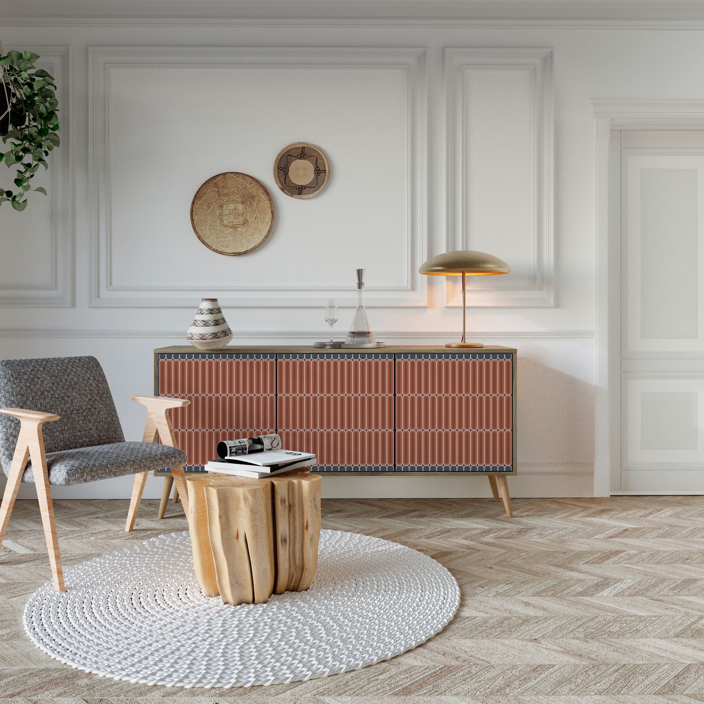 HYPNOTIC GATE 3-Door Sideboard in Oak Effect