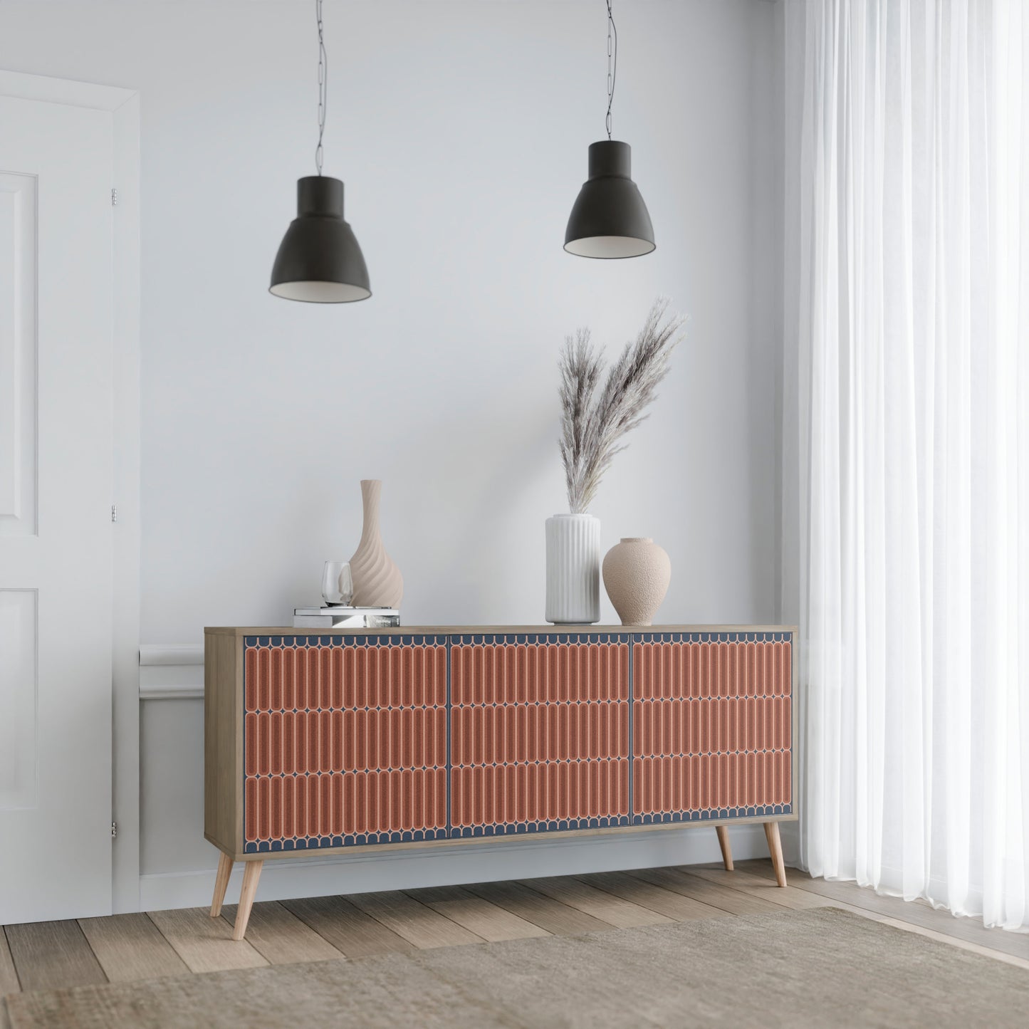HYPNOTIC GATE 3-Door Sideboard in Oak Effect