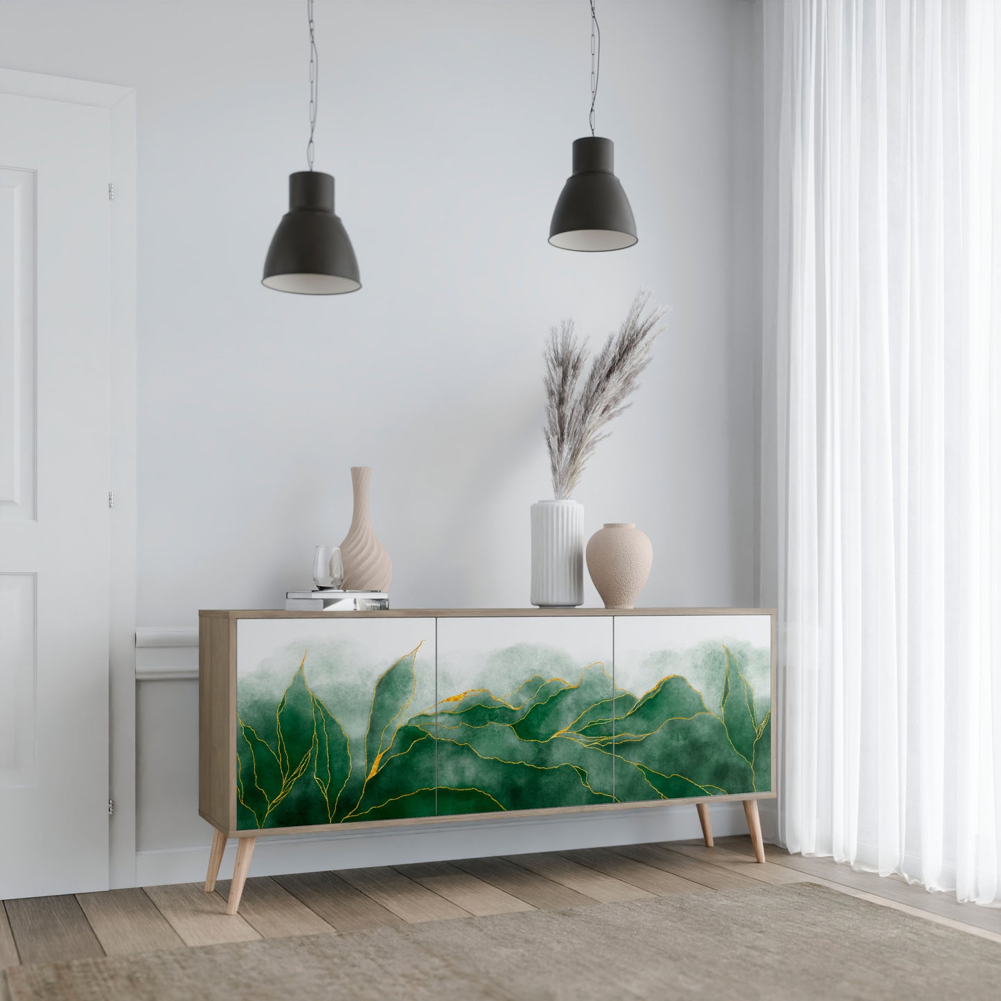 EXPENSIVE NATURE 3-Door Sideboard in Oak Effect