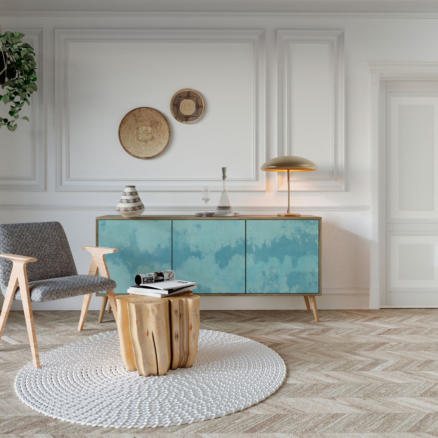 SKY WASH 3-Door Sideboard in Oak Effect