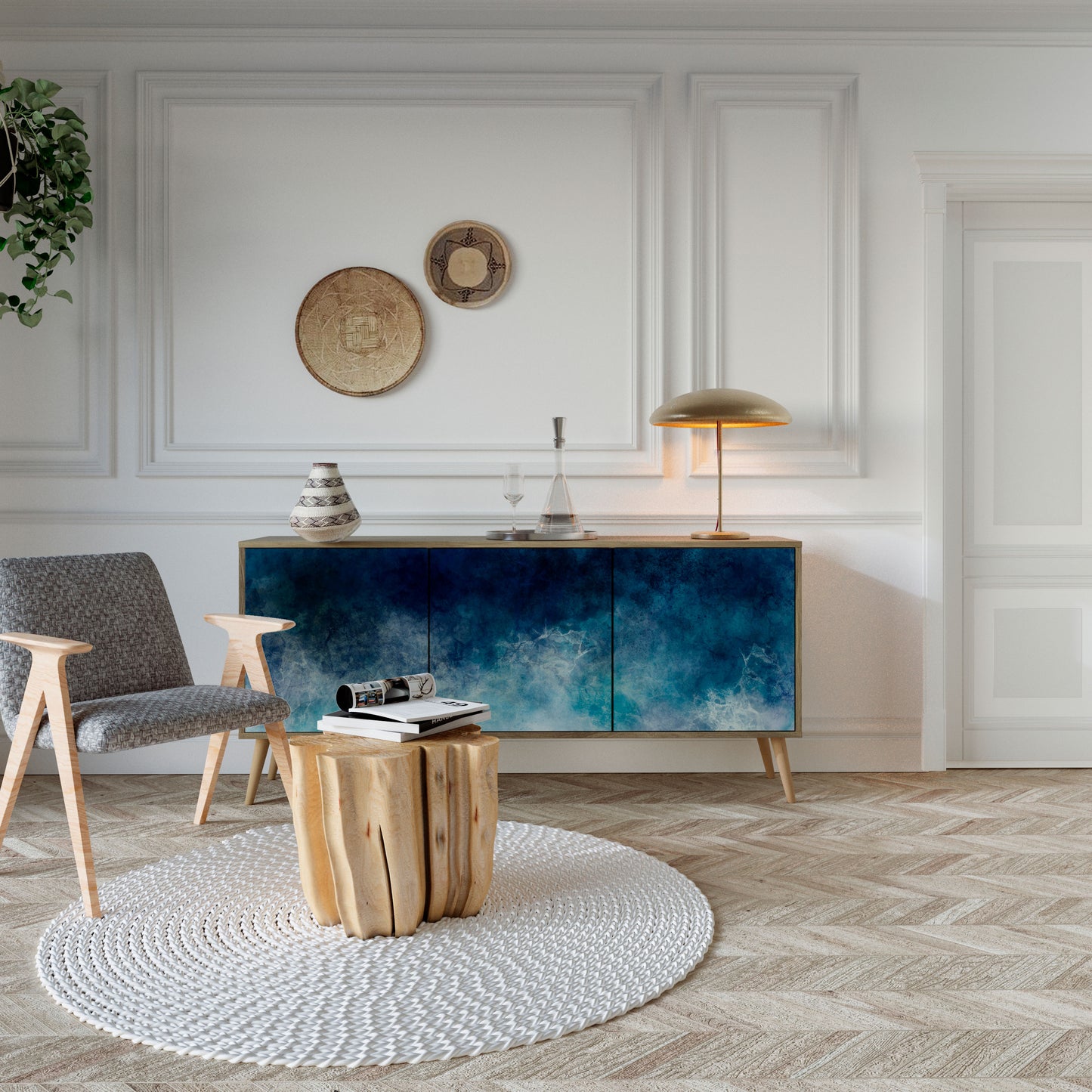 CELESTIAL FALL 3-Door Sideboard in Oak Effect