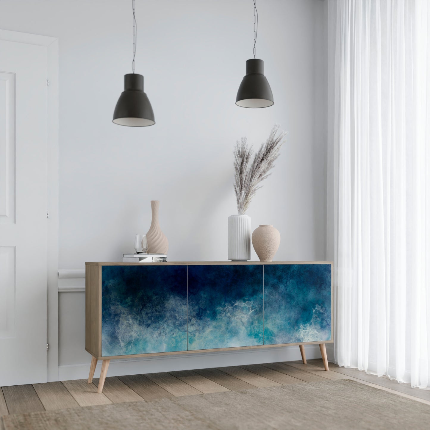 CELESTIAL FALL 3-Door Sideboard in Oak Effect