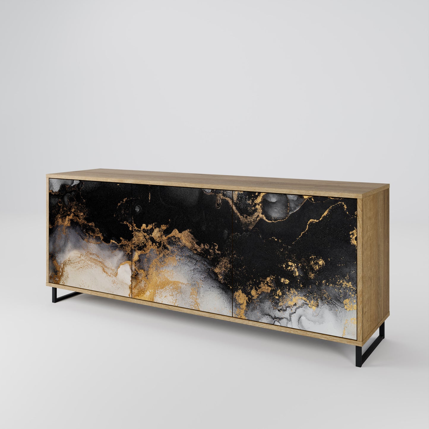 MARBLE OF TOMMORROW 3-Door Sideboard in Oak Effect